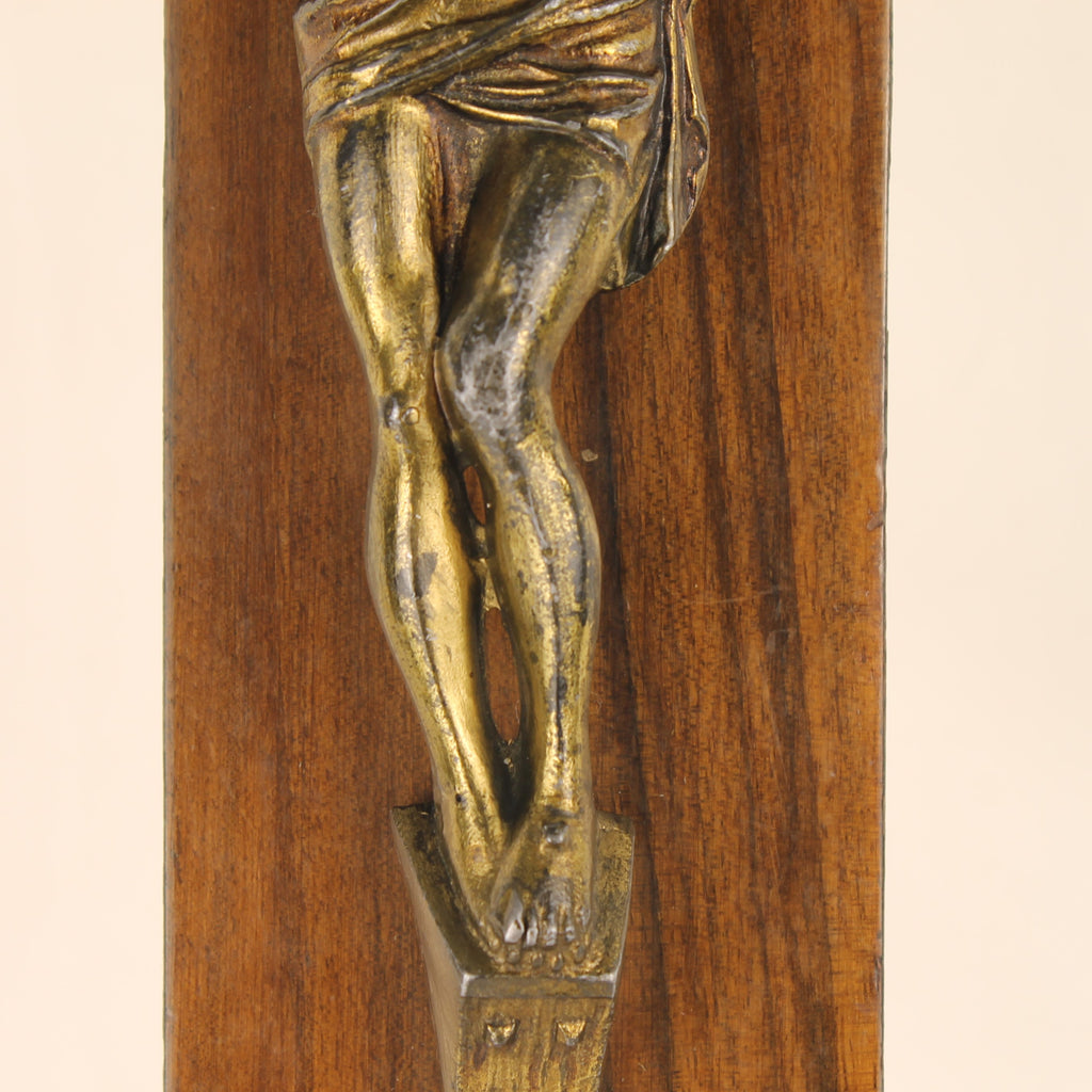 Groot Houten Wandkruis met Verguld Christus Corpus en INRI - 45 cm - Katholieke Devotionalia