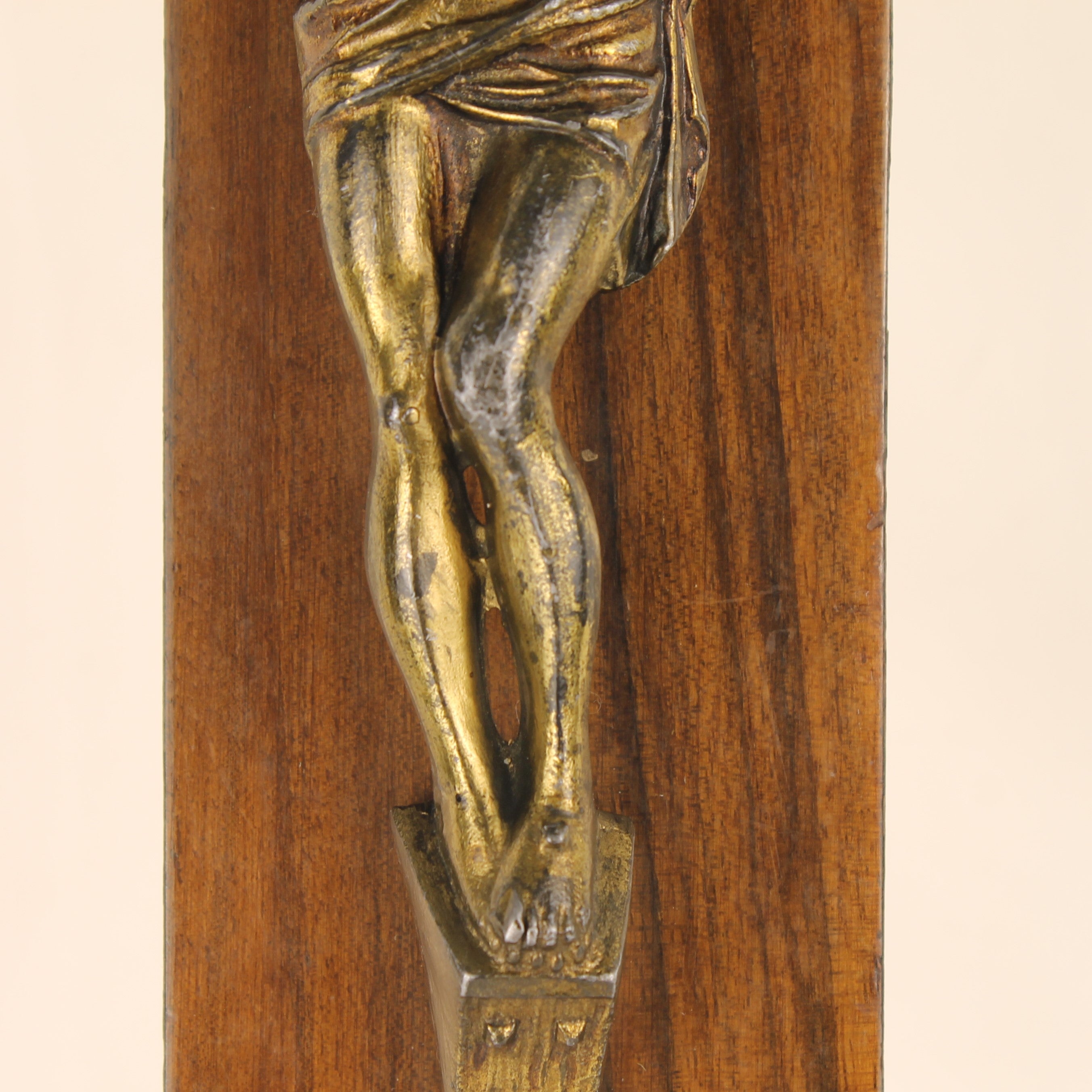 Groot Houten Wandkruis met Verguld Christus Corpus en INRI - 45 cm - Katholieke Devotionalia