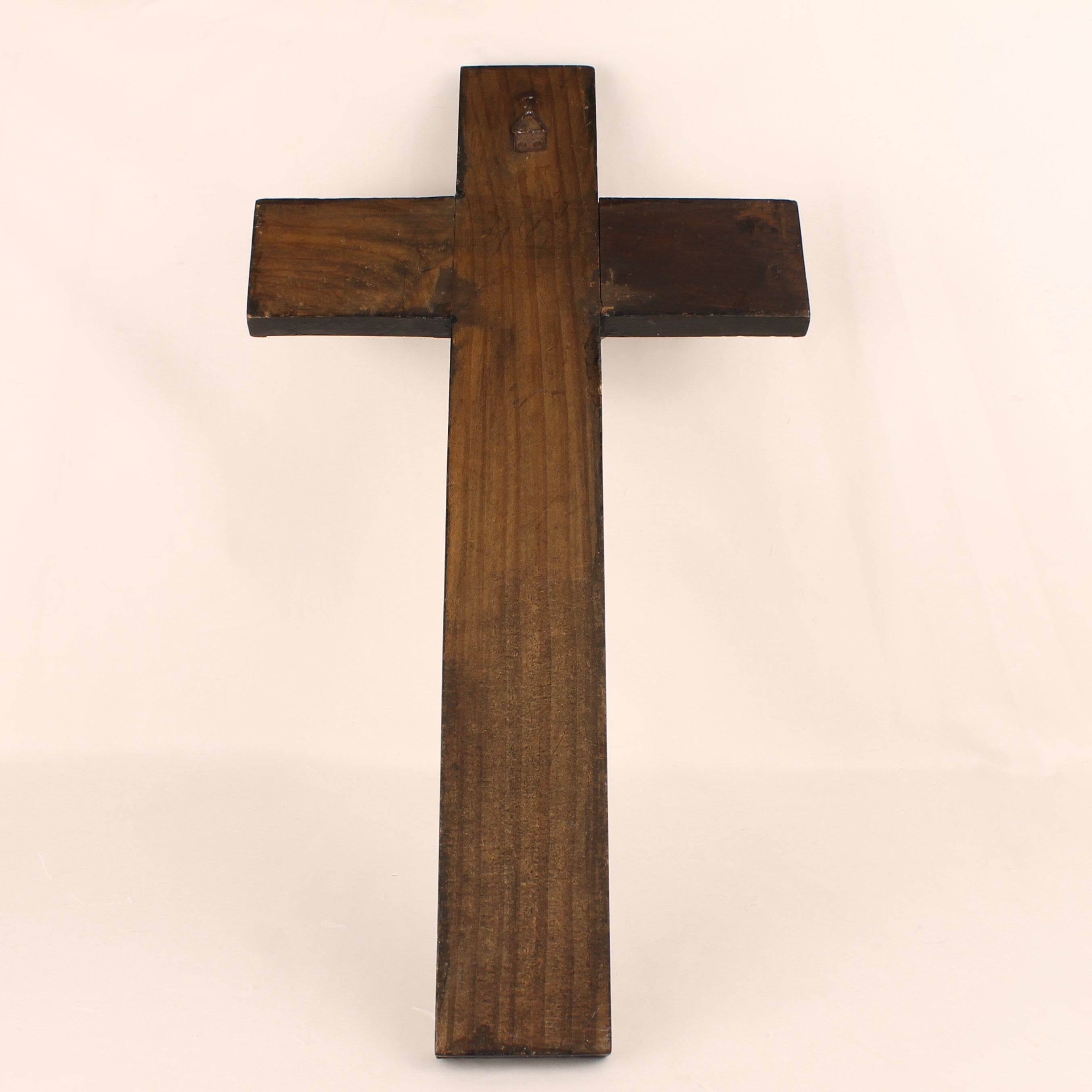 Groot Houten Wandkruis met Verguld Christus Corpus en INRI - 45 cm - Katholieke Devotionalia