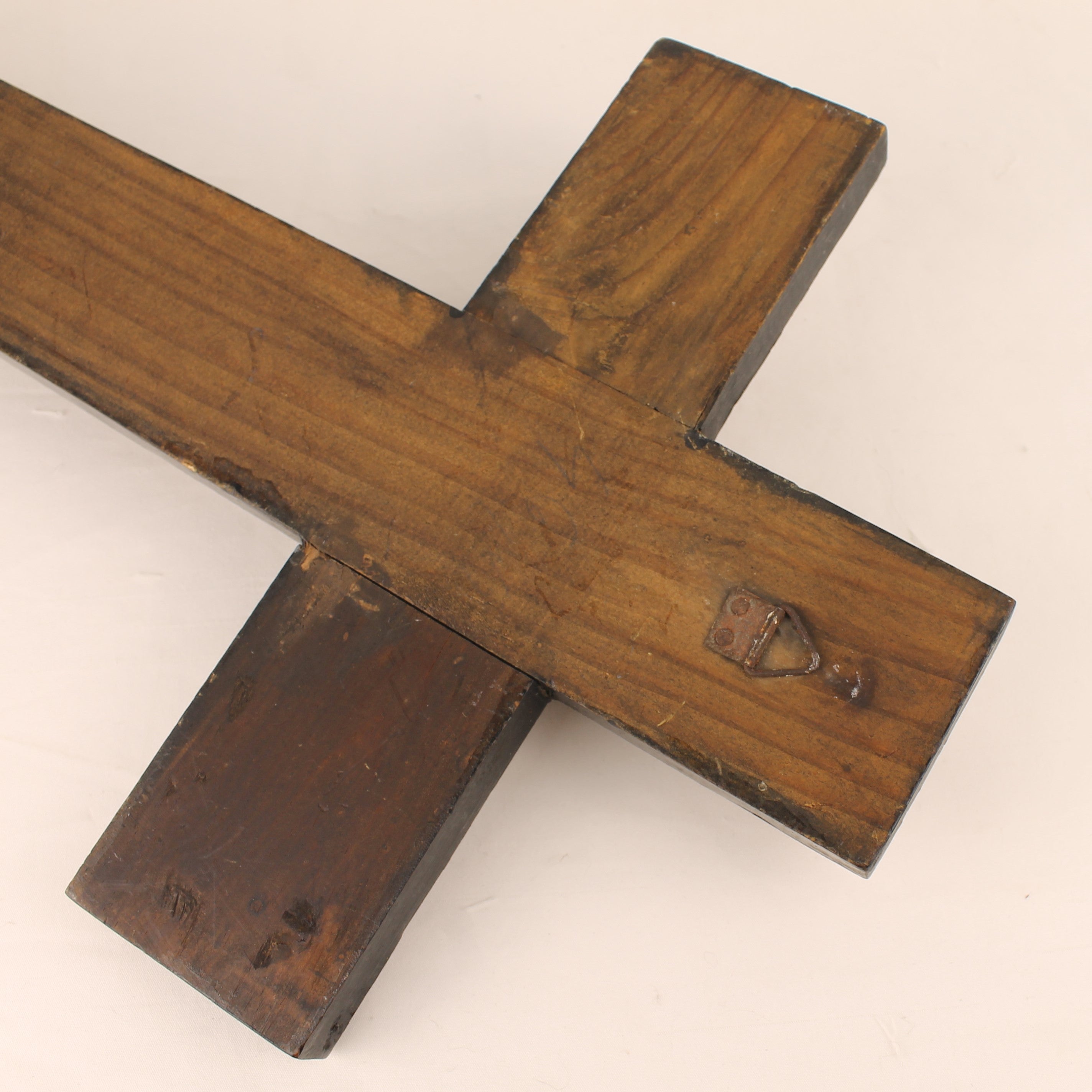 Groot Houten Wandkruis met Verguld Christus Corpus en INRI - 45 cm - Katholieke Devotionalia
