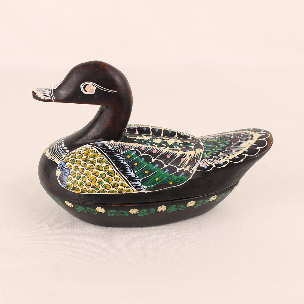 Handgesneden Houten Eendendoosje | Handbeschilderde Folk Art Opbergdoos