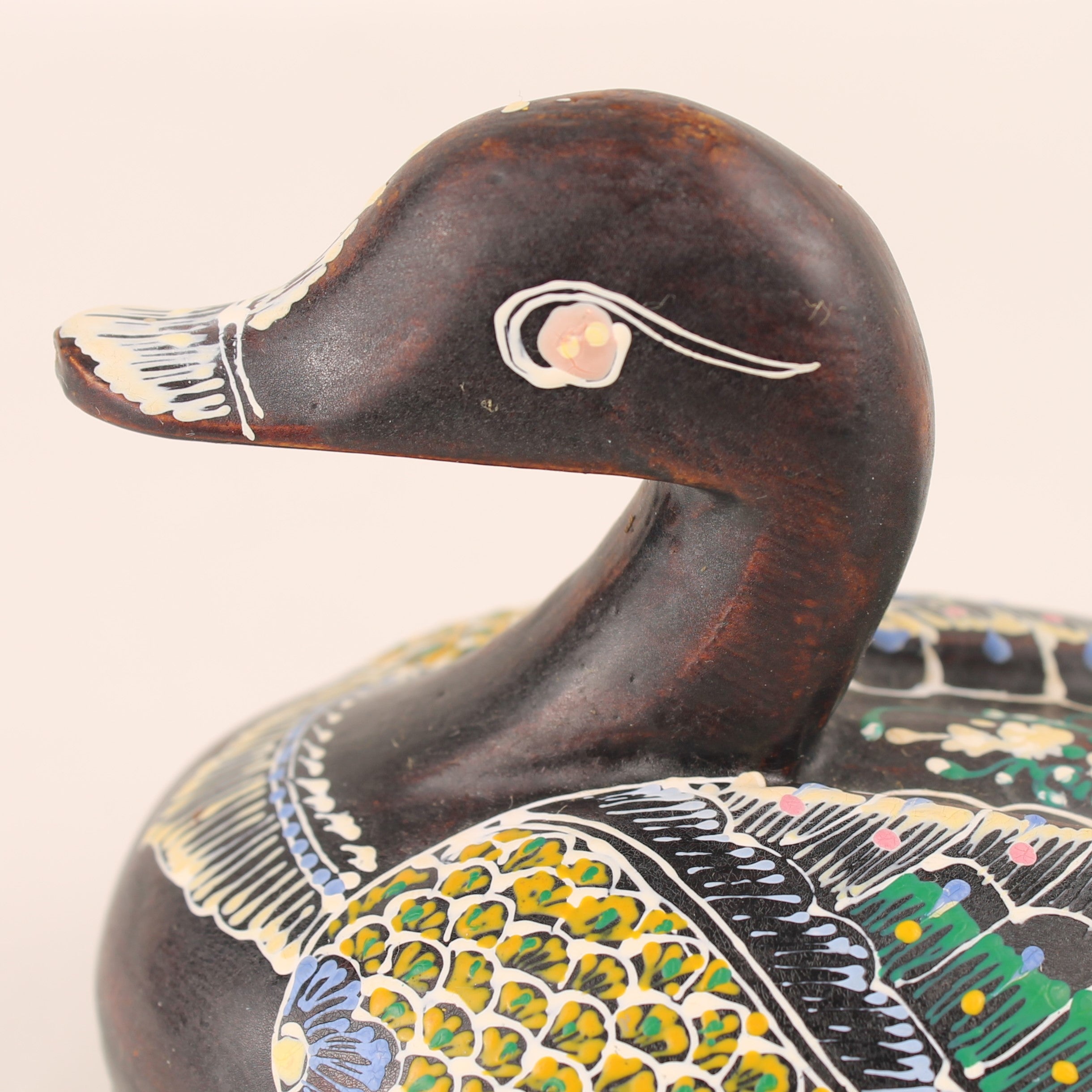 Handgesneden Houten Eendendoosje | Handbeschilderde Folk Art Opbergdoos