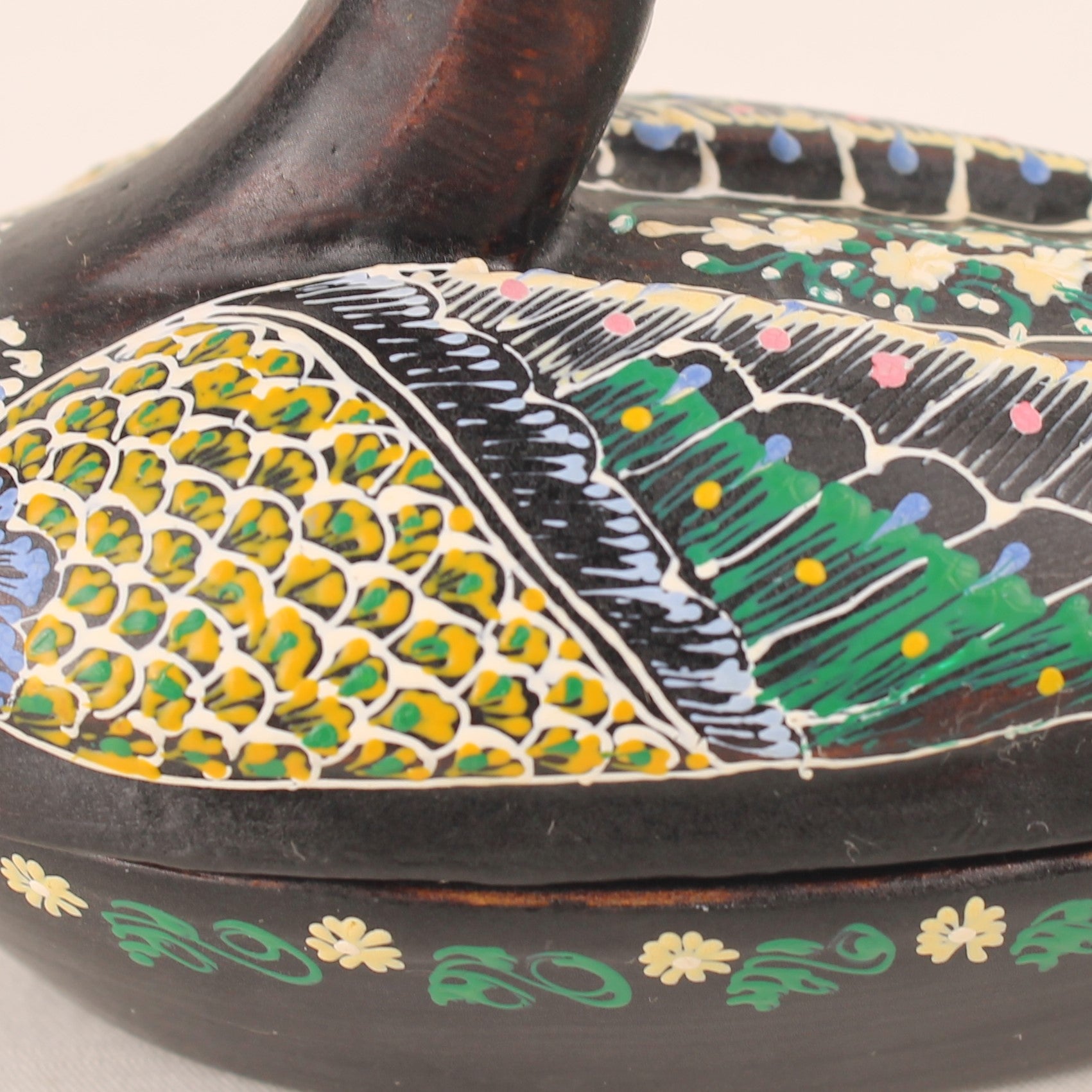Handgesneden Houten Eendendoosje | Handbeschilderde Folk Art Opbergdoos