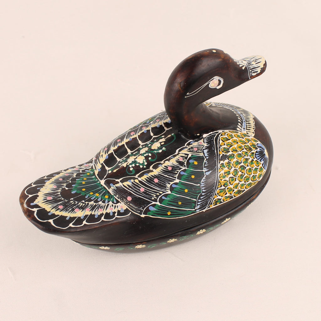 Handgesneden Houten Eendendoosje | Handbeschilderde Folk Art Opbergdoos