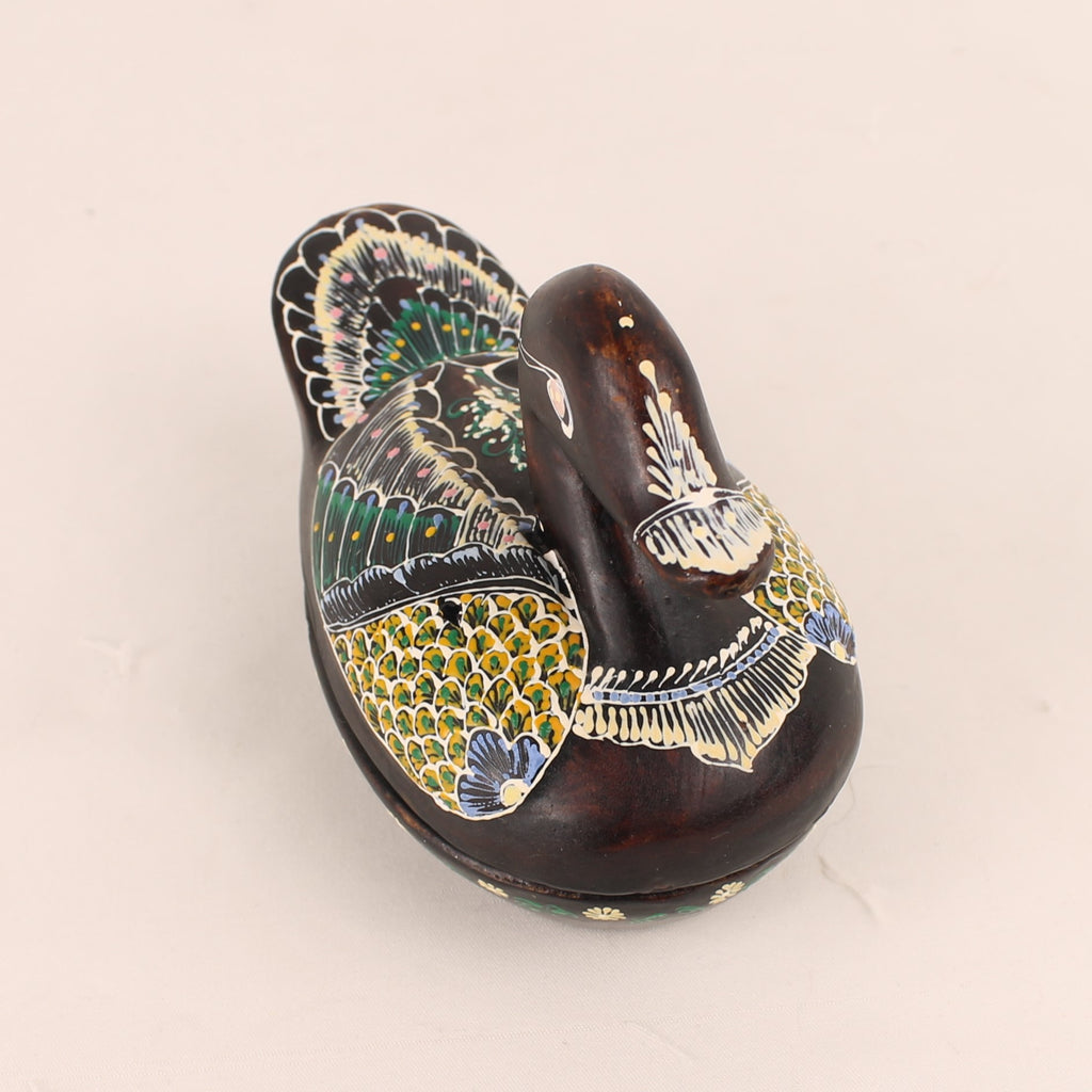Handgesneden Houten Eendendoosje | Handbeschilderde Folk Art Opbergdoos