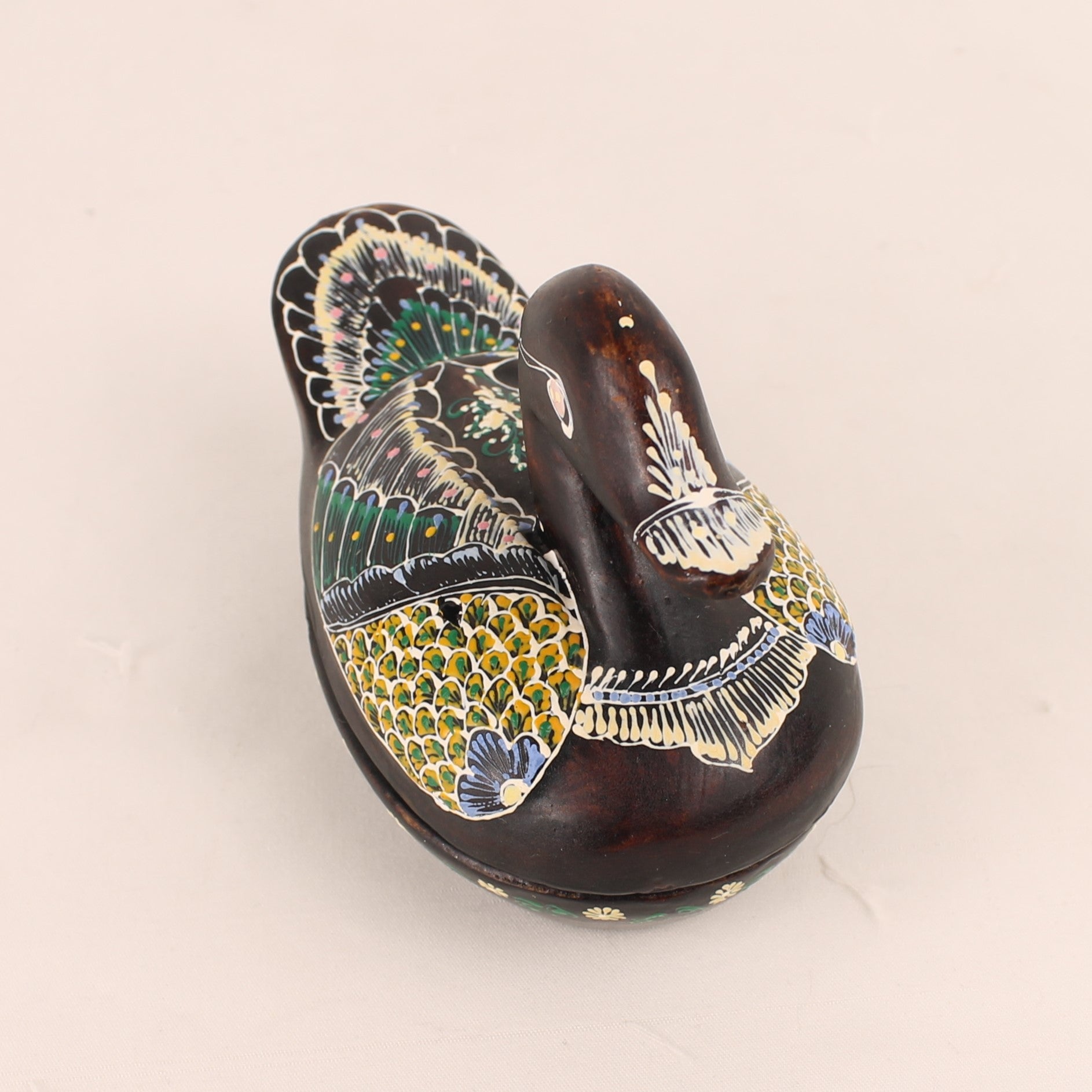 Handgesneden Houten Eendendoosje | Handbeschilderde Folk Art Opbergdoos