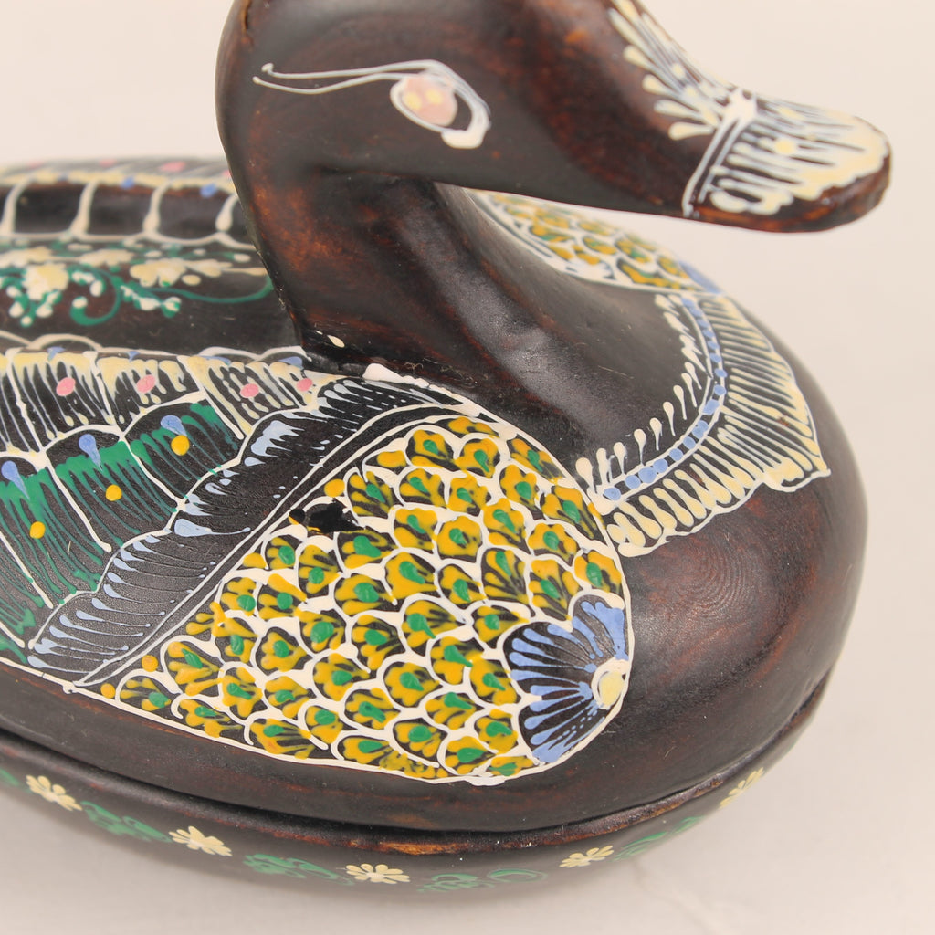 Handgesneden Houten Eendendoosje | Handbeschilderde Folk Art Opbergdoos