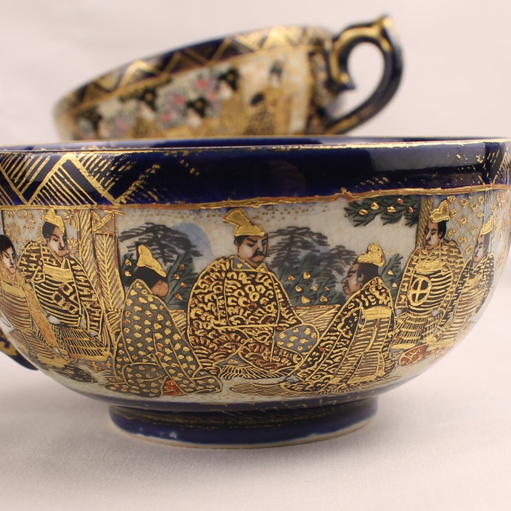 Japanse Satsuma Theeserviesset - 15-delig - Late Meiji ca. 1895-1915 - Hododa Merkteken
