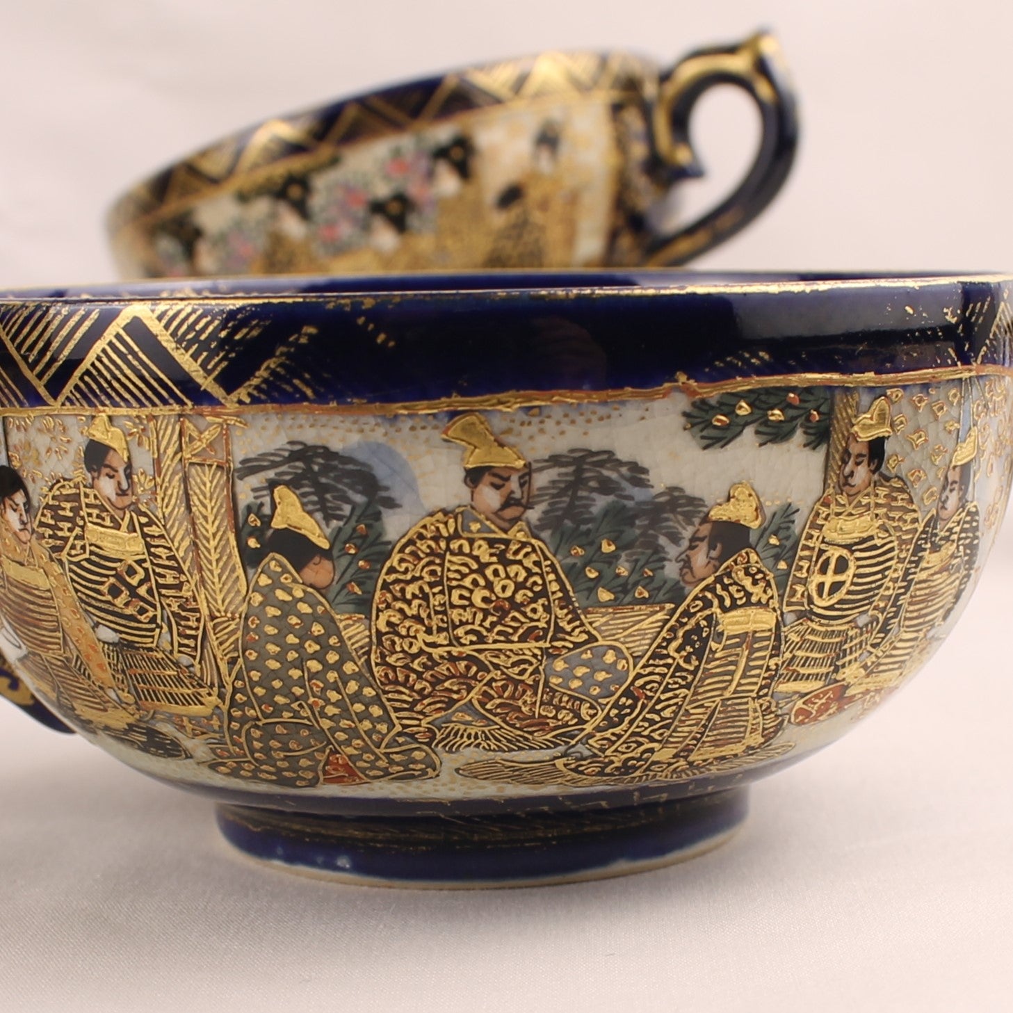 Japanse Satsuma Theeserviesset - 15-delig - Late Meiji ca. 1895-1915 - Hododa Merkteken