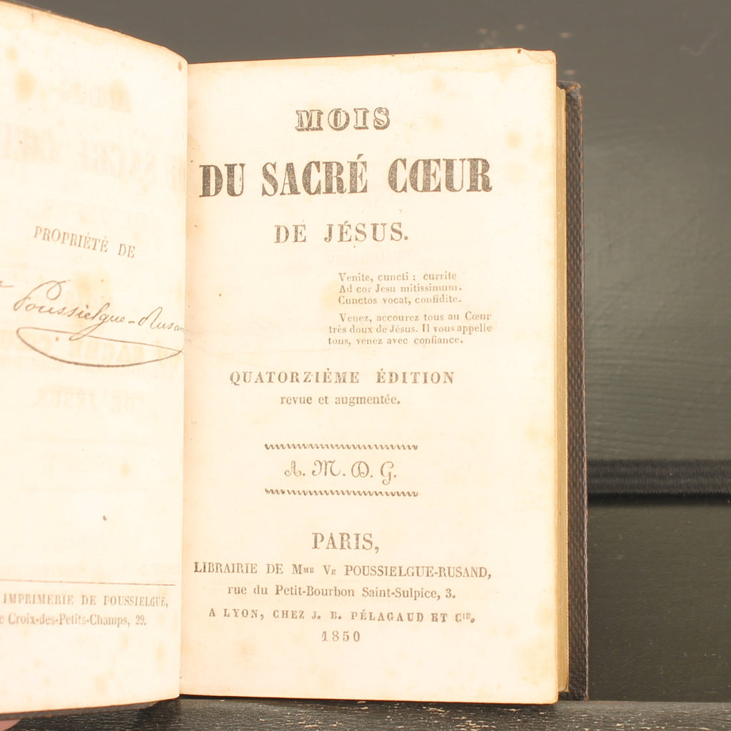 Frans Devotieboek 'Mois du Sacré Cœur de Jésus' (1850) | Leren Band | Vergulde Sneden