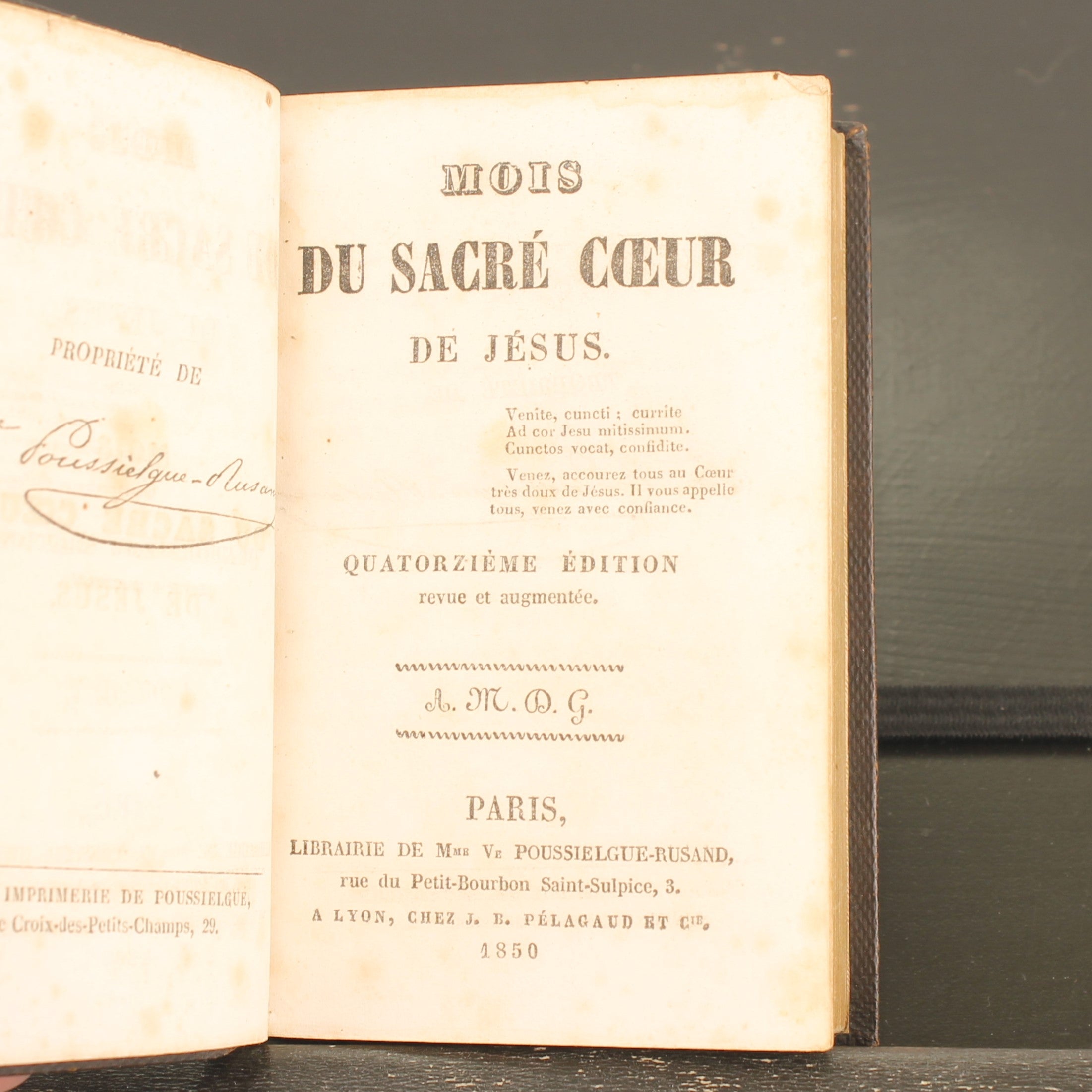 Frans Devotieboek 'Mois du Sacré Cœur de Jésus' (1850) | Leren Band | Vergulde Sneden