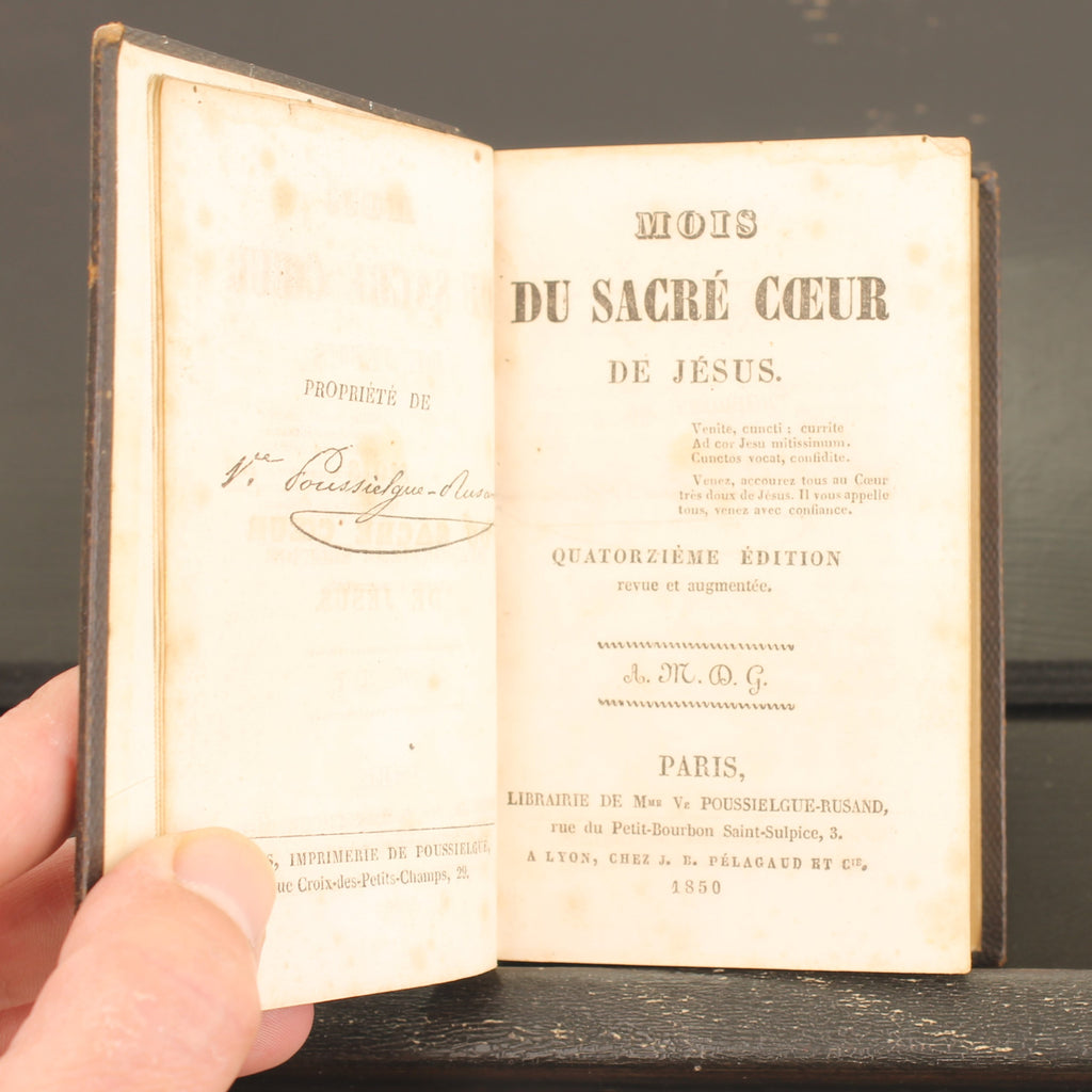 Frans Devotieboek 'Mois du Sacré Cœur de Jésus' (1850) | Leren Band | Vergulde Sneden