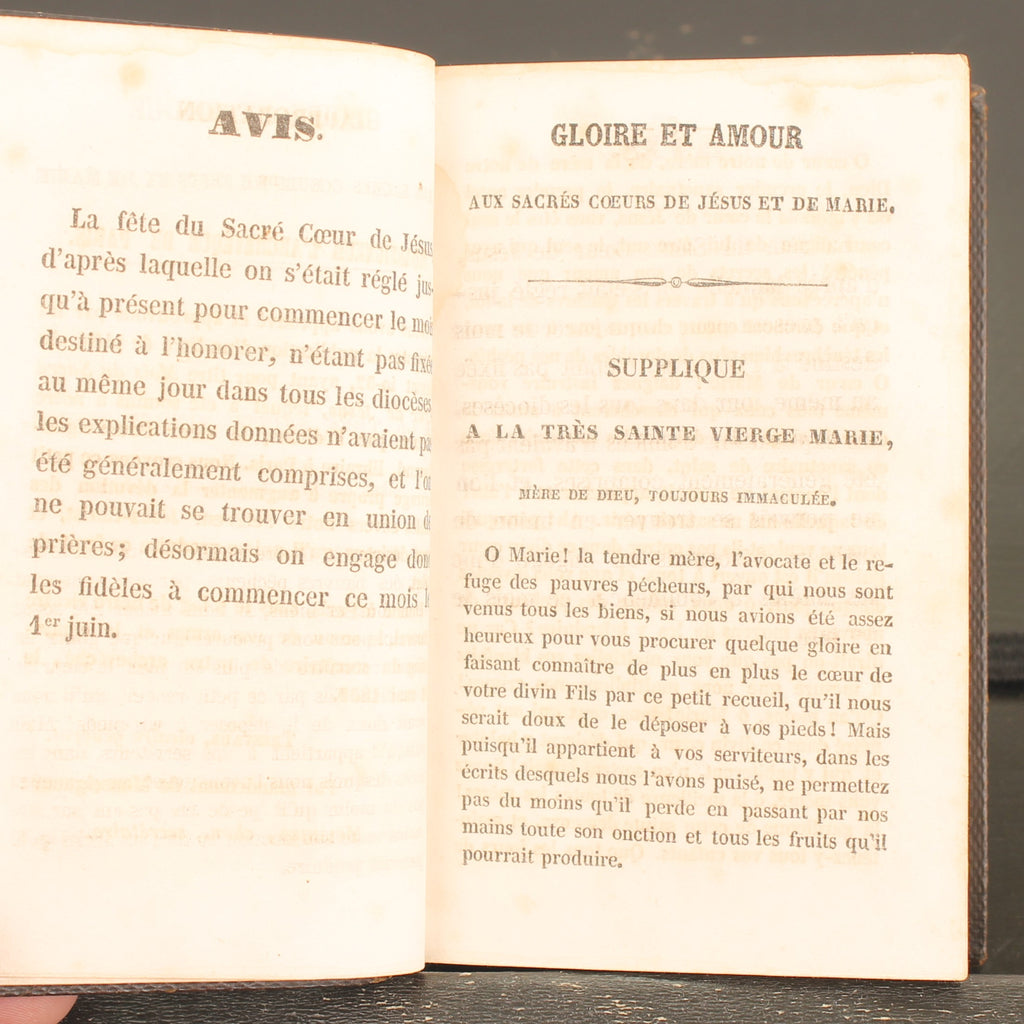 Frans Devotieboek 'Mois du Sacré Cœur de Jésus' (1850) | Leren Band | Vergulde Sneden
