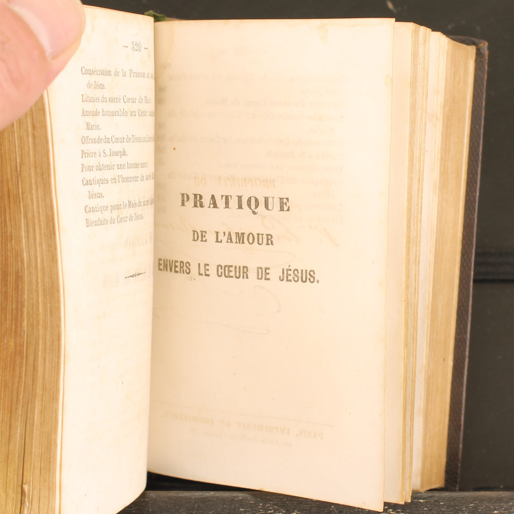 Frans Devotieboek 'Mois du Sacré Cœur de Jésus' (1850) | Leren Band | Vergulde Sneden
