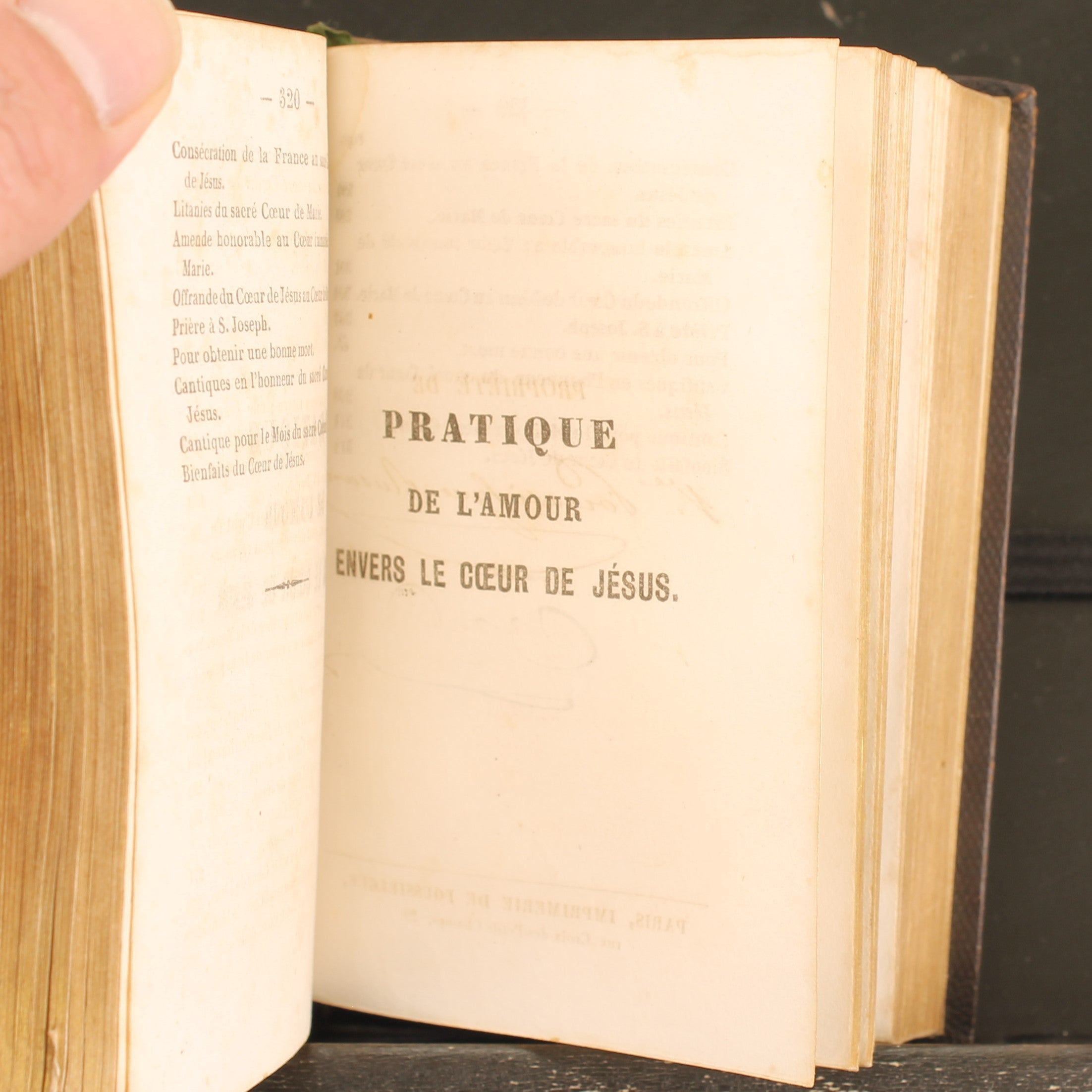 Frans Devotieboek 'Mois du Sacré Cœur de Jésus' (1850) | Leren Band | Vergulde Sneden