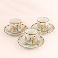 Japanse Handbeschilderde Eggshell Porseleinen Kop en Schotels | Set van 3 | EADES | ca. 1920-1935