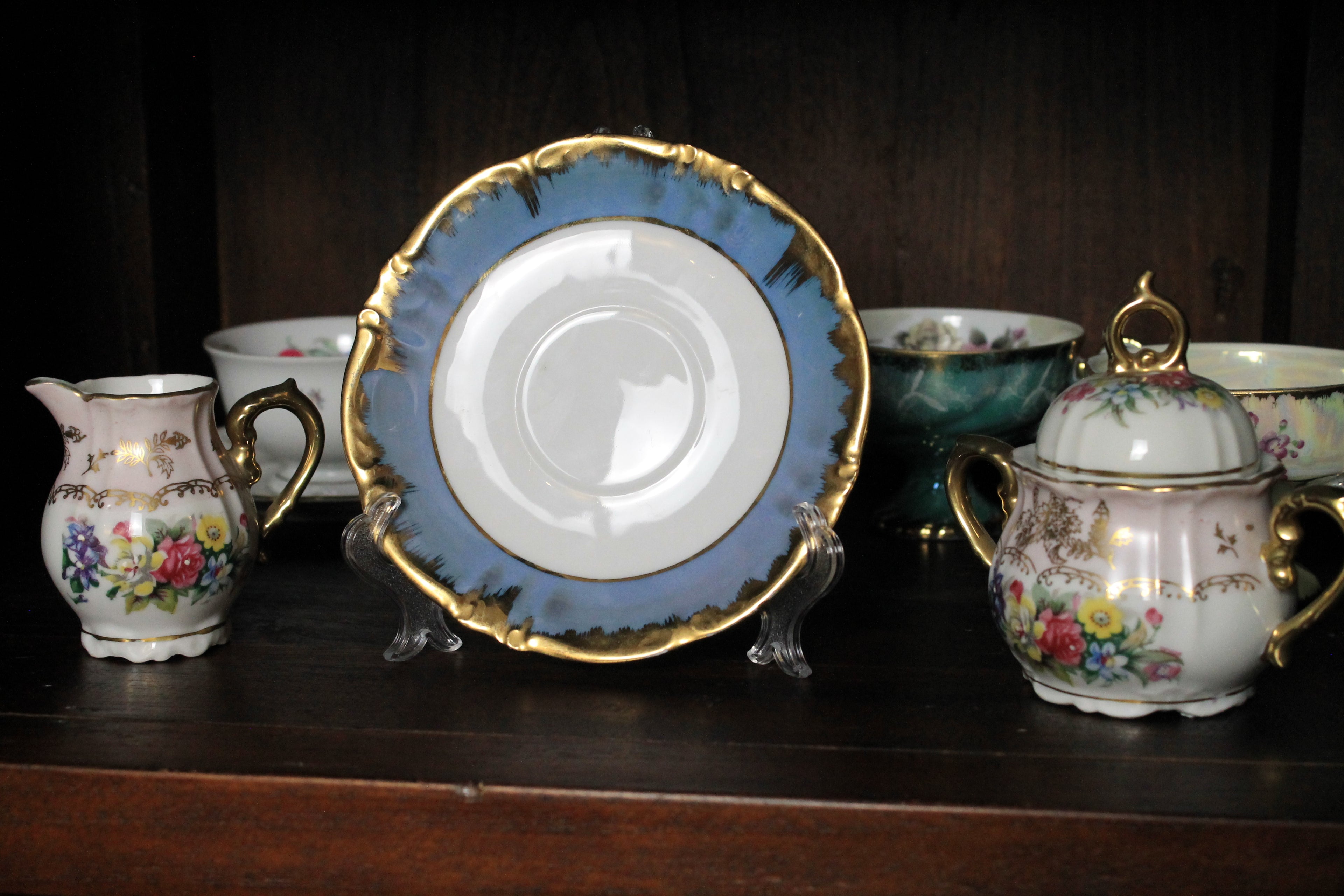 Lutz Austria Schoteltje – Blauw Lusterglazuur & Goud – ca. 1950–1970