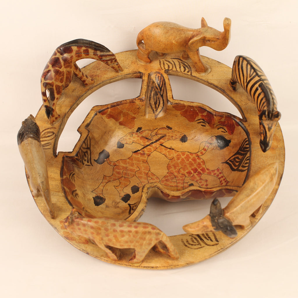 Afrikaanse Handgesneden Houten Dierenschaal | Safari Decoratie