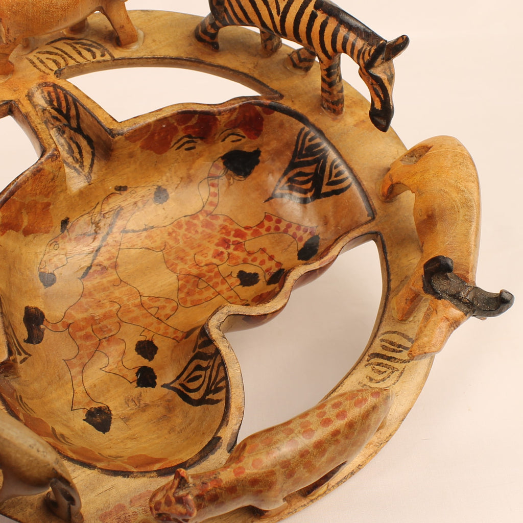Afrikaanse Handgesneden Houten Dierenschaal | Safari Decoratie