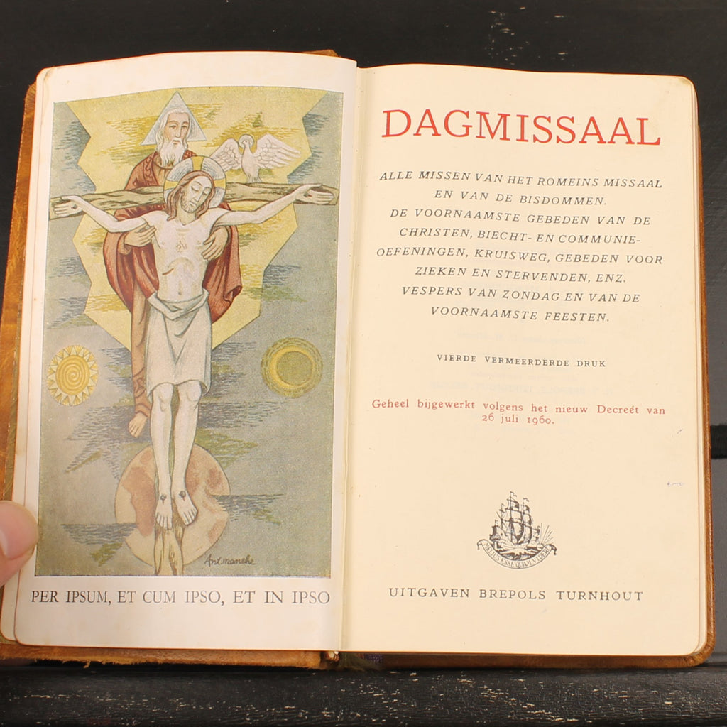 Brepols Dagmissaal 1961 in Originele Leren Etui | Goud op Snede | Luxe Katholiek Missaal
