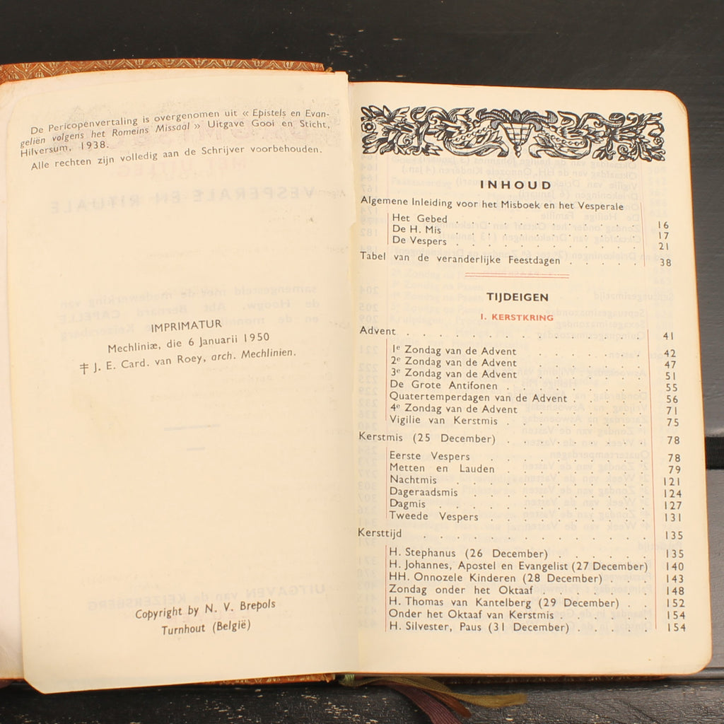 Dagmisboek met Vespers | Leren Katholiek Misboek | Abdij Keizersberg Leuven | ca. 1950-1956
