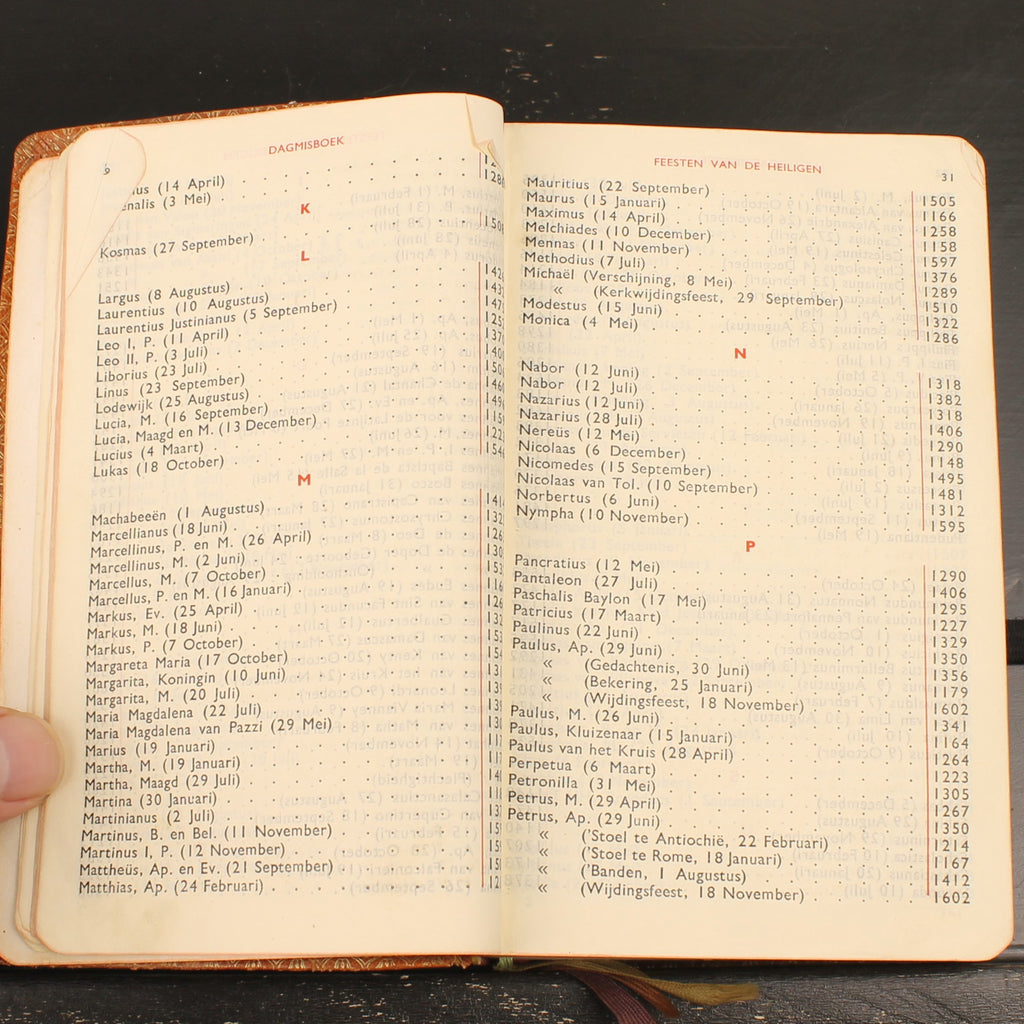 Dagmisboek met Vespers | Leren Katholiek Misboek | Abdij Keizersberg Leuven | ca. 1950-1956