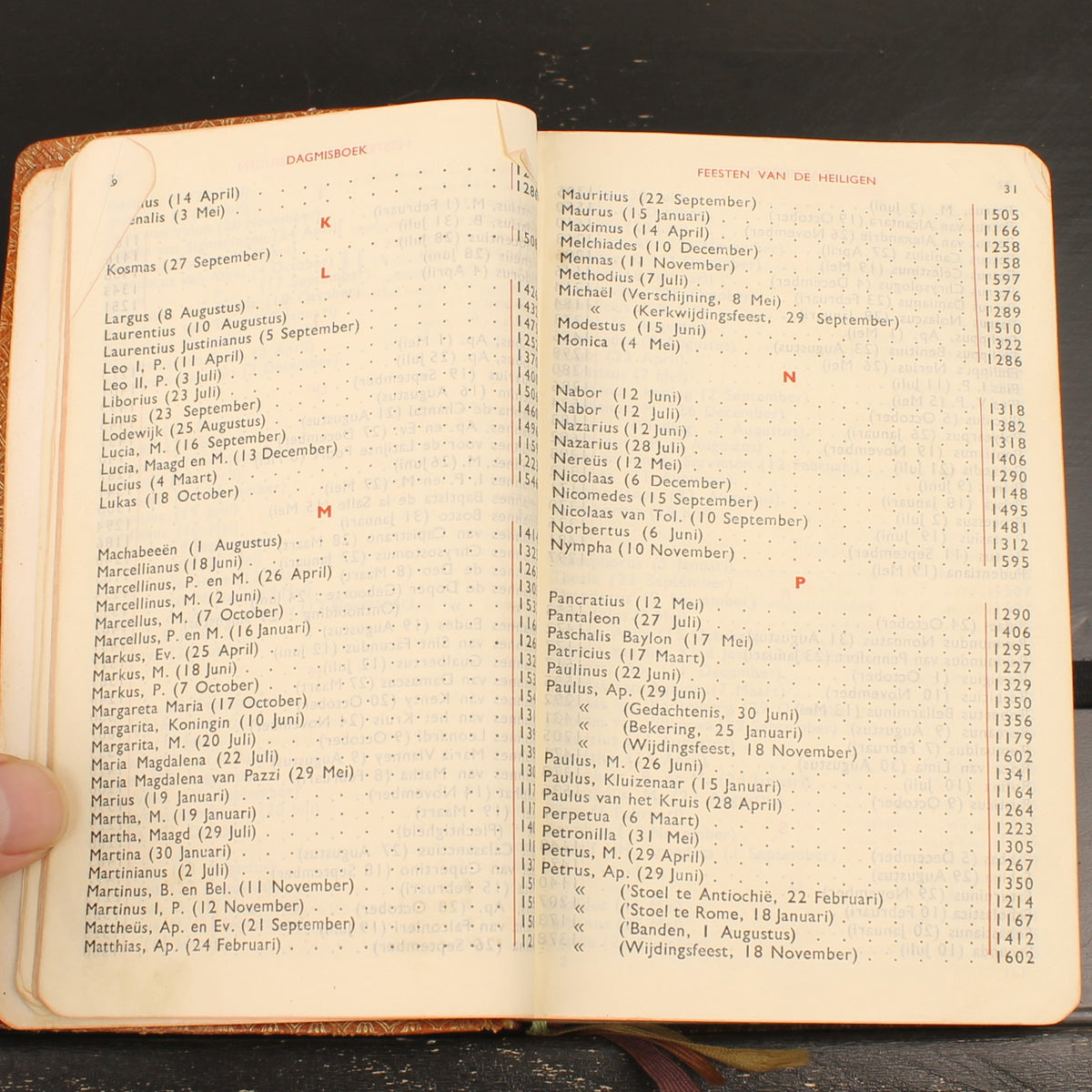 Dagmisboek met Vespers | Leren Katholiek Misboek | Abdij Keizersberg Leuven | ca. 1950-1956