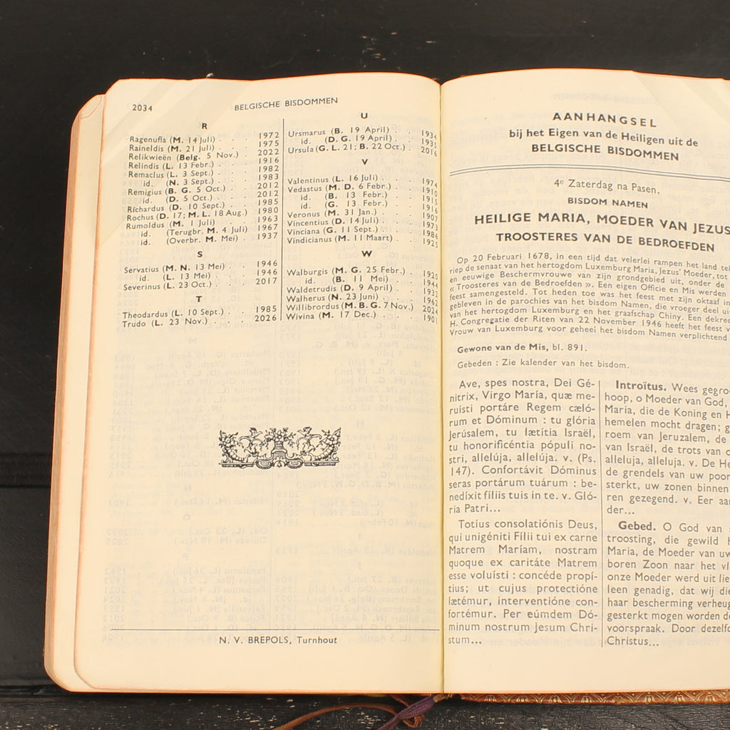 Dagmisboek met Vespers | Leren Katholiek Misboek | Abdij Keizersberg Leuven | ca. 1950-1956