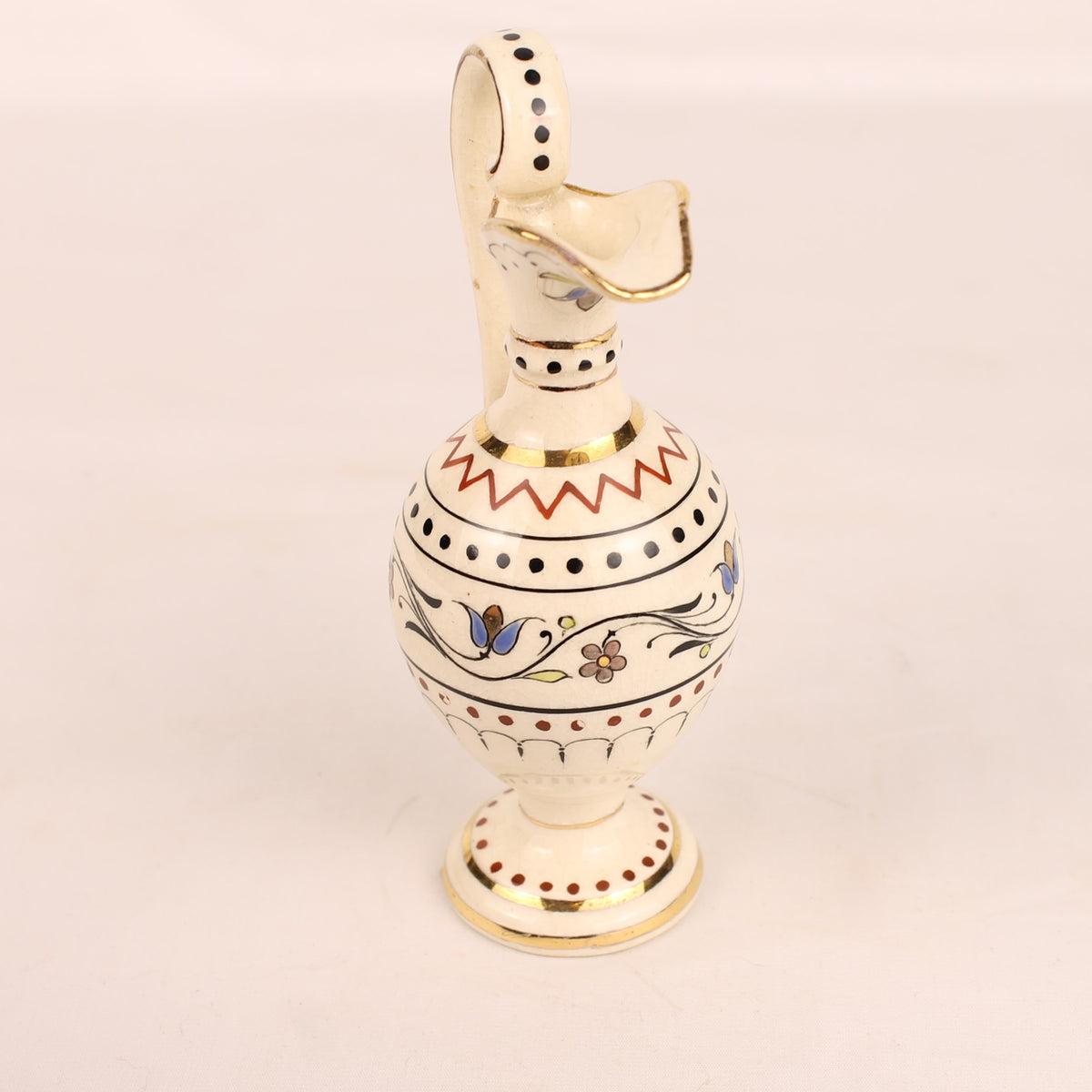 Sierkannetje met Verguld Decor | Handgemaakt Aardewerk | ca. 1955-1975
