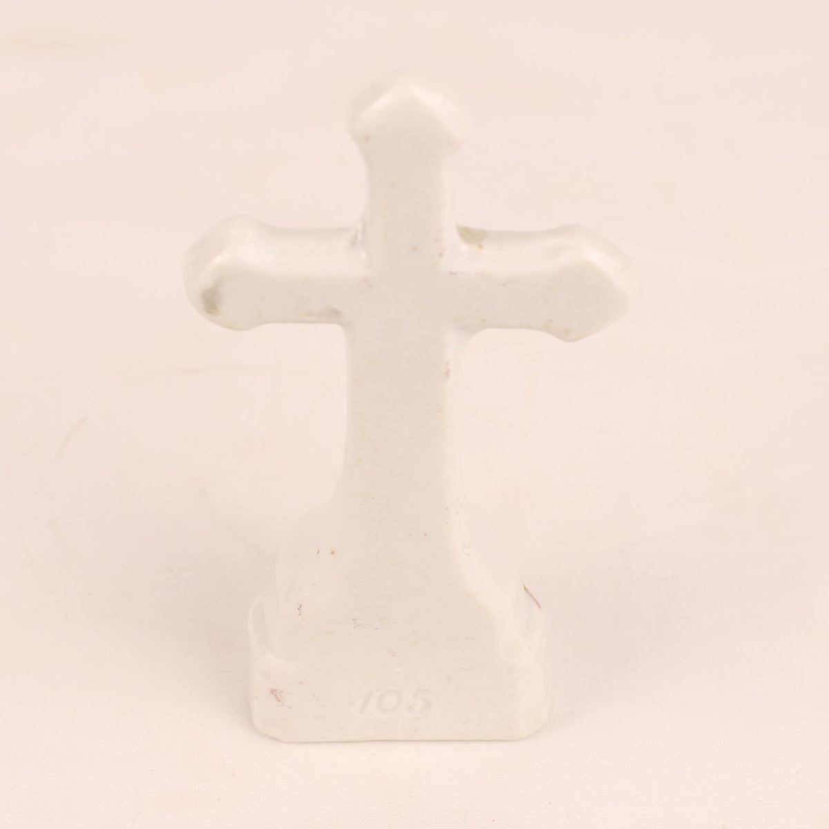 Porseleinen Staand Crucifix met Verguld Christusbeeld | Devotiebeeld | ca. 1930-1955