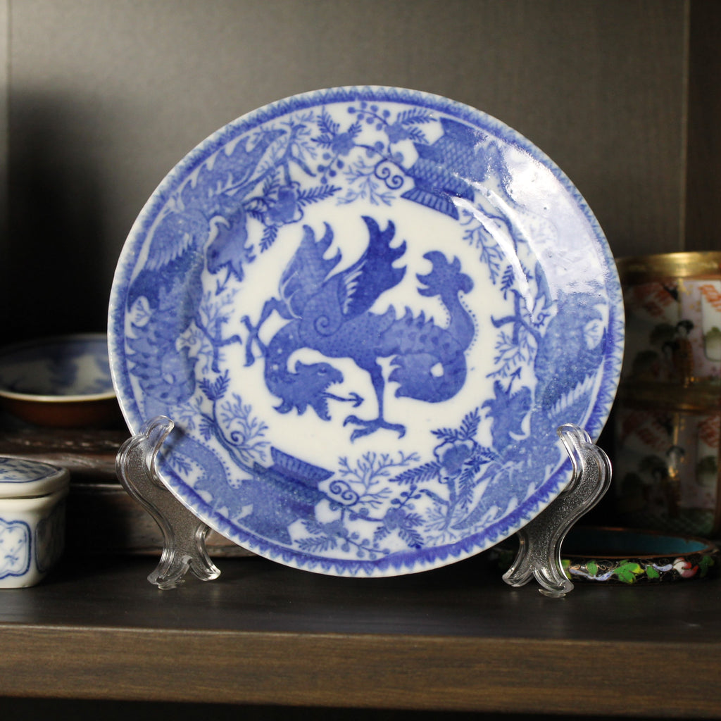 Japans Blauw-Wit Bord met Draakmotief – 15,5 cm