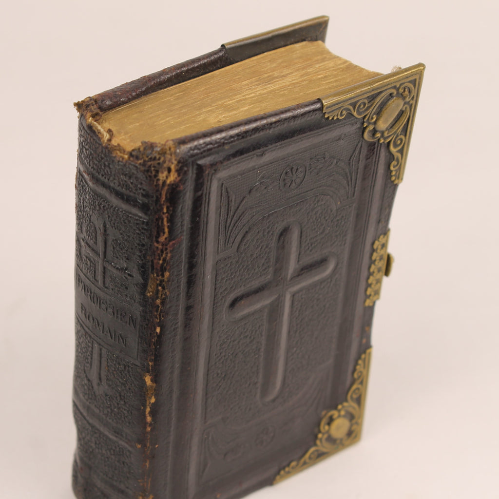 Livro de Orações Paroissien Romain 1890 | Pele, Ferragens e Fecho em Latão | Limoges