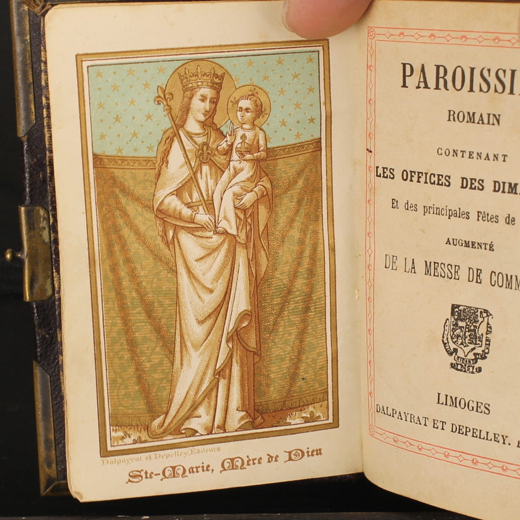 Livro de Orações Paroissien Romain 1890 | Pele, Ferragens e Fecho em Latão | Limoges
