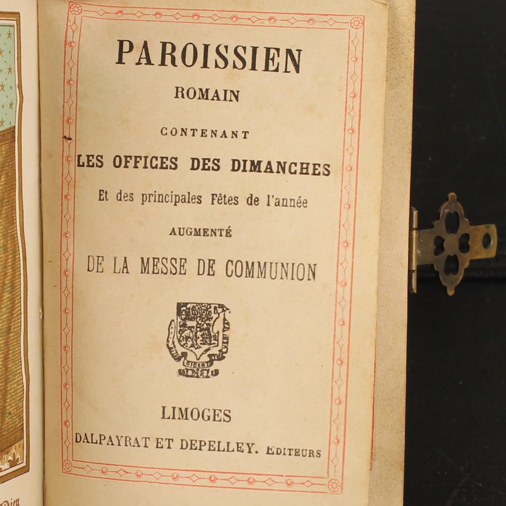 Livro de Orações Paroissien Romain 1890 | Pele, Ferragens e Fecho em Latão | Limoges