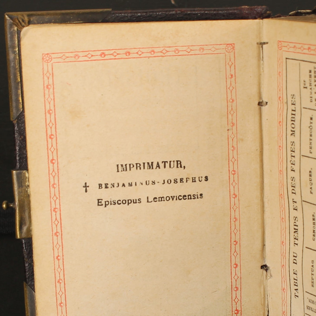 Livro de Orações Paroissien Romain 1890 | Pele, Ferragens e Fecho em Latão | Limoges