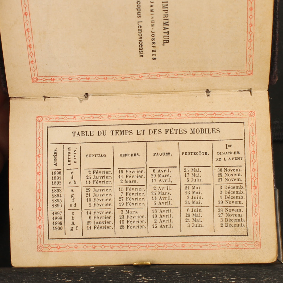 Livro de Orações Paroissien Romain 1890 | Pele, Ferragens e Fecho em Latão | Limoges