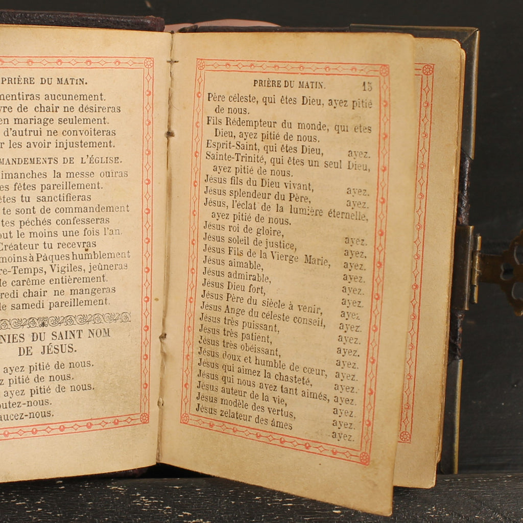 Livro de Orações Paroissien Romain 1890 | Pele, Ferragens e Fecho em Latão | Limoges