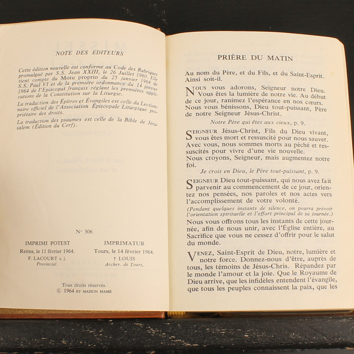 Vespers Missal for the Faithful | Mame 1964 | Latin-French