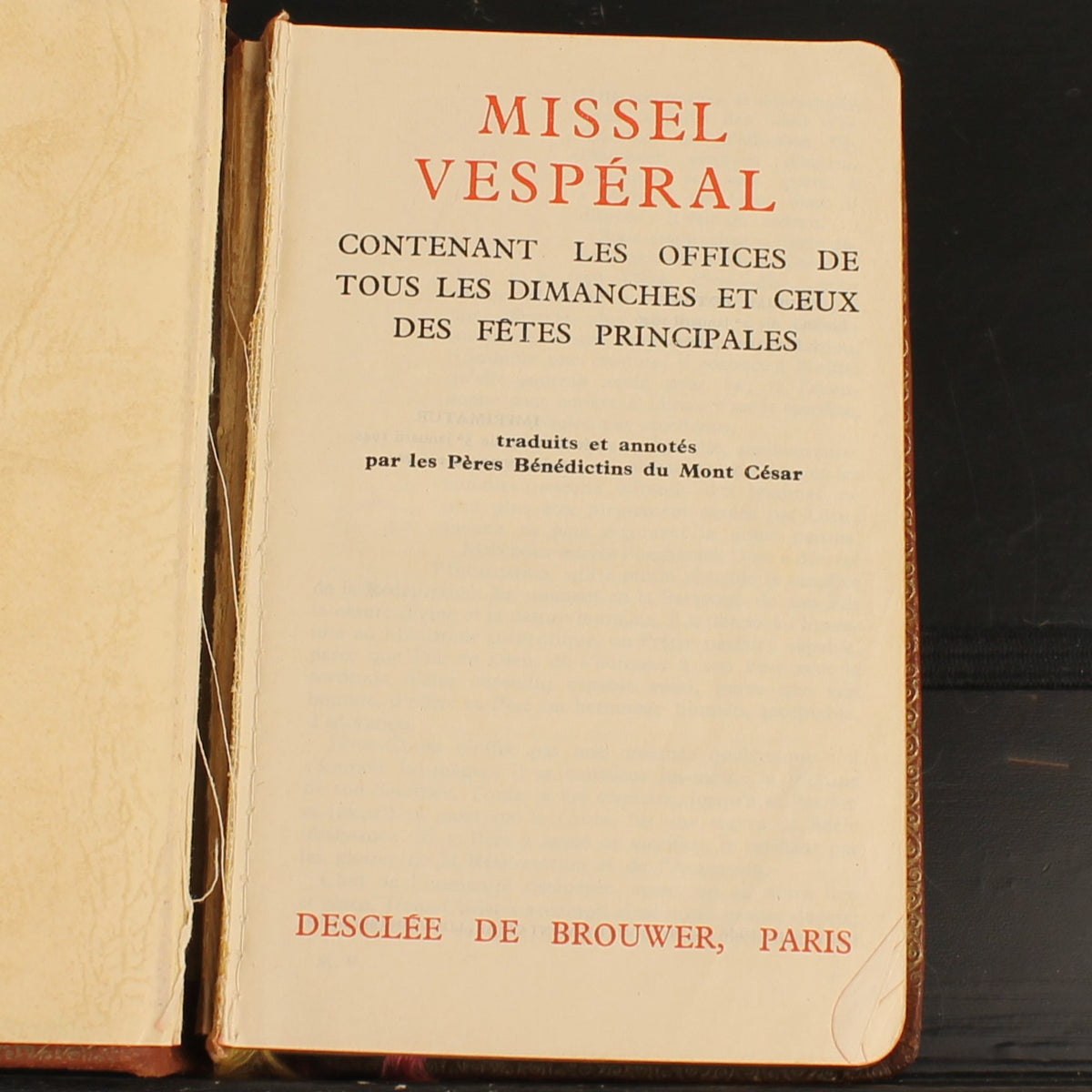 Misal Vesperal | Benedictinos Mont-César Lovaina | Misal 1946