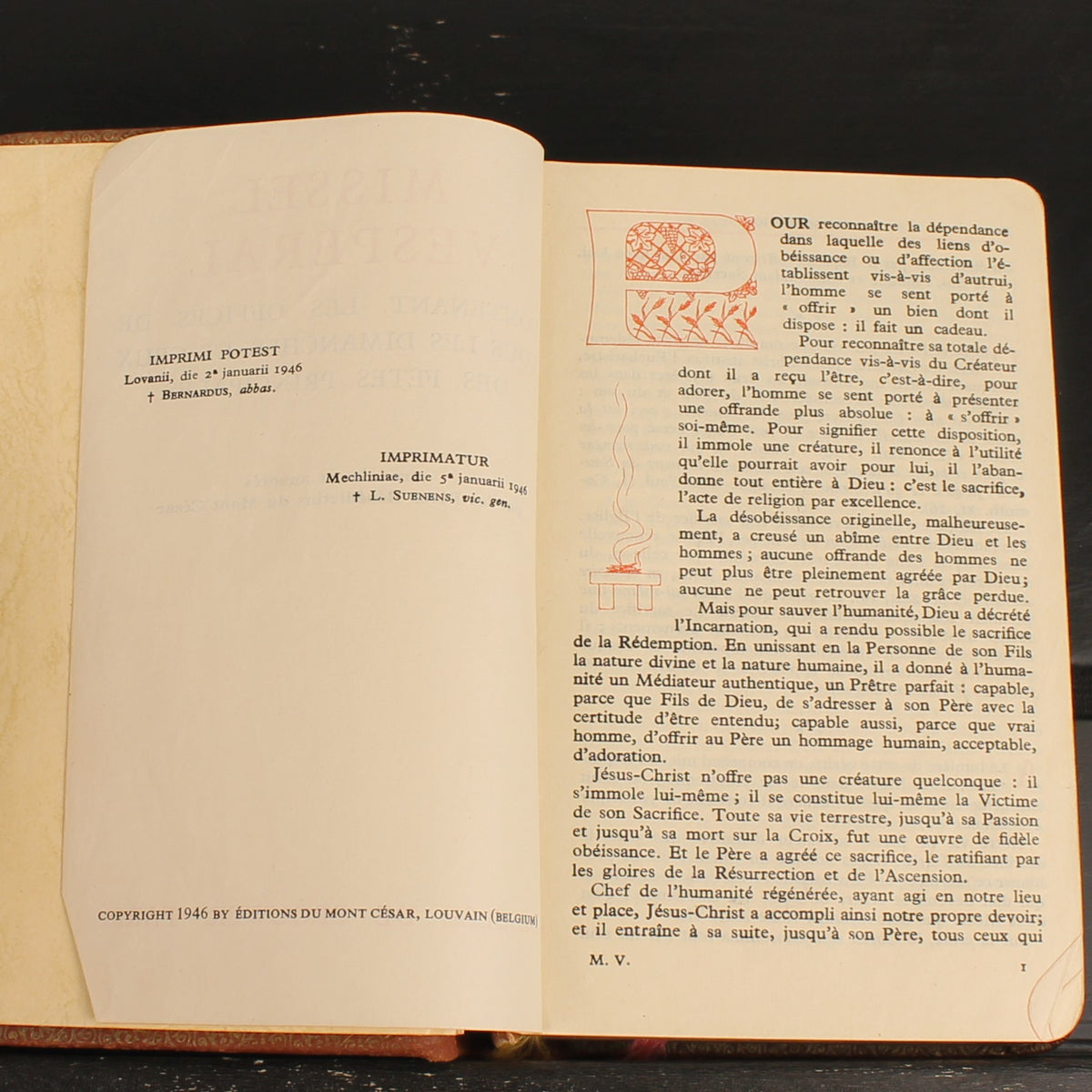Vesper-Messbuch | Benediktinerabtei Mont-César Löwen | Messbuch 1946