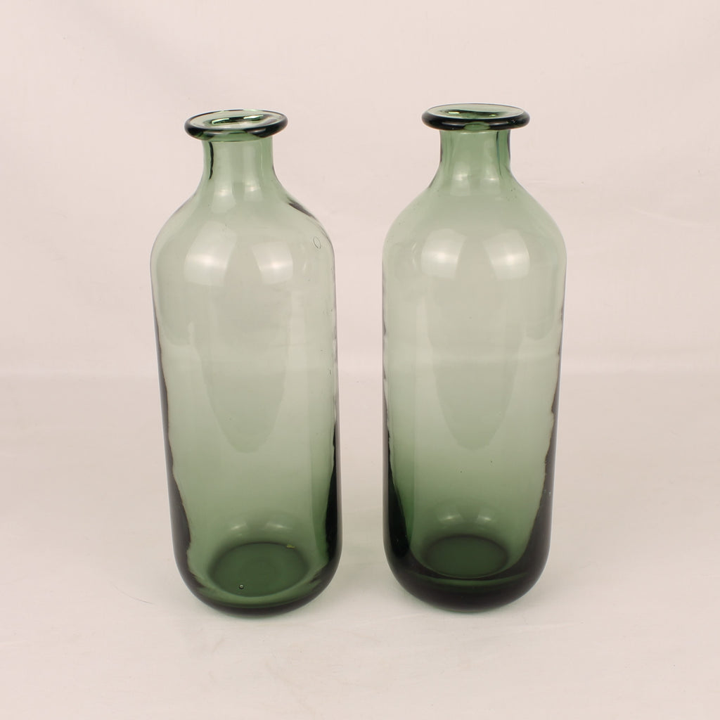 Vasi a bottiglia in vetro verde (2) | Circa 1960-1980 | 21 cm