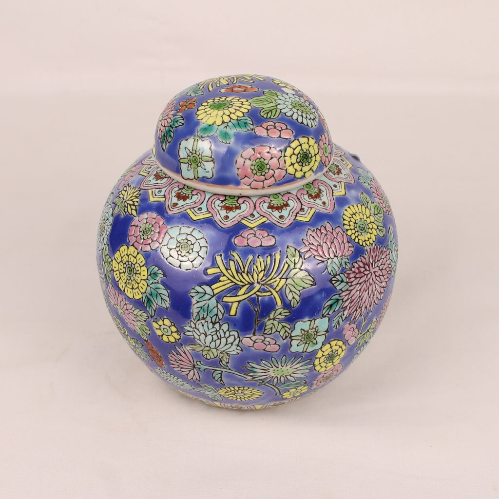 Pot couvert en porcelaine chinoise | Décor Millefleurs peint à la main | Env. 1960-1980