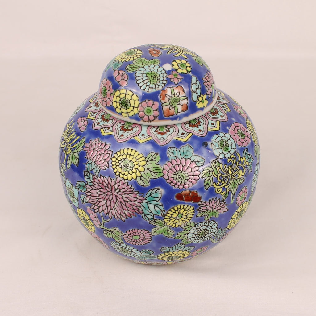 Pot couvert en porcelaine chinoise | Décor Millefleurs peint à la main | Env. 1960-1980
