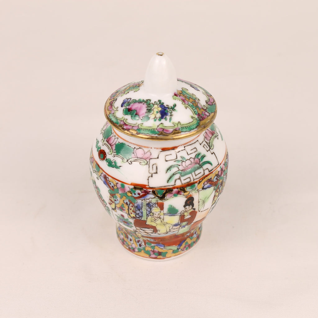 Chinesische Famille-Rose-Deckelvase | Rose-Medallion-Dekor | Vintage 1960-1980