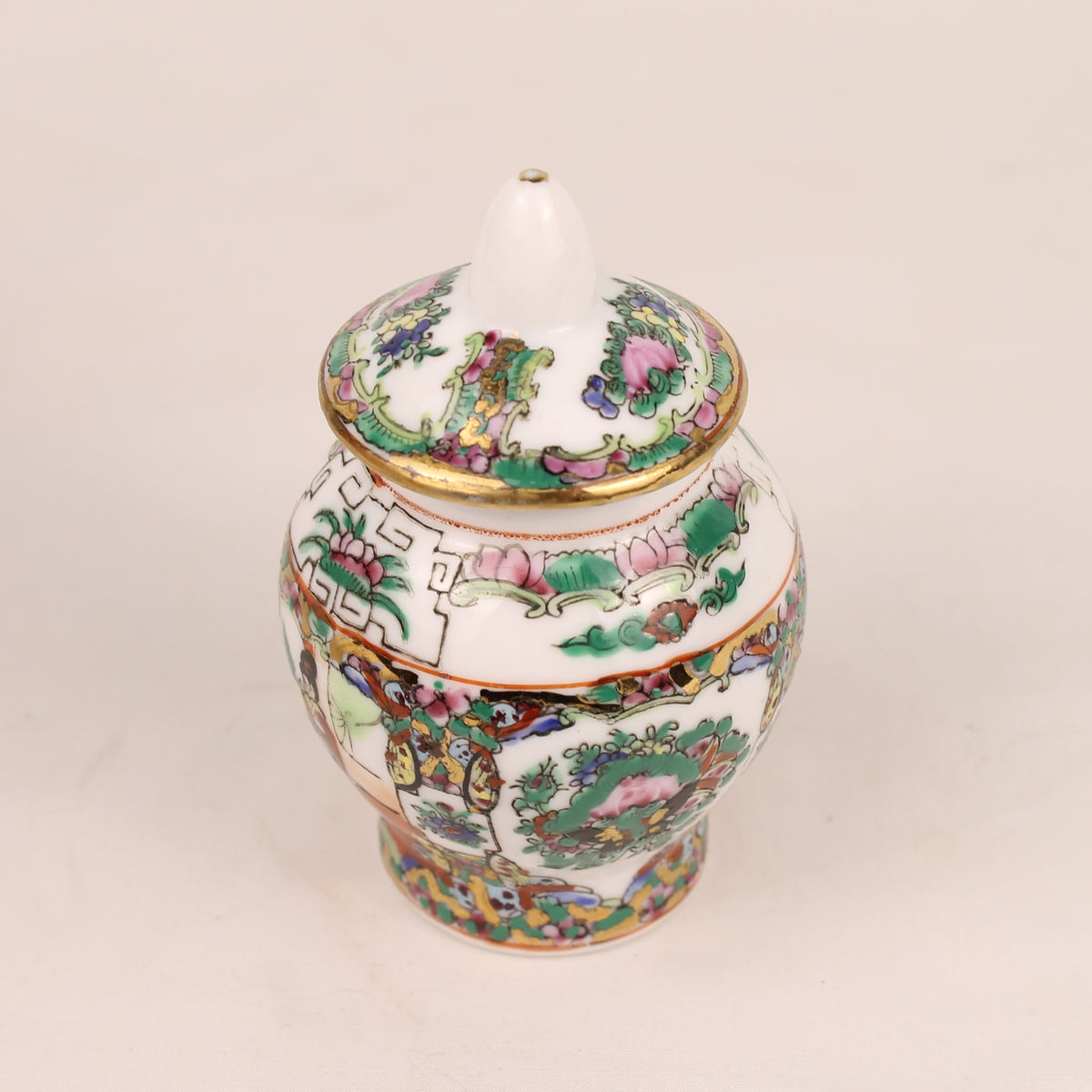 Chinesische Famille-Rose-Deckelvase | Rose-Medallion-Dekor | Vintage 1960-1980