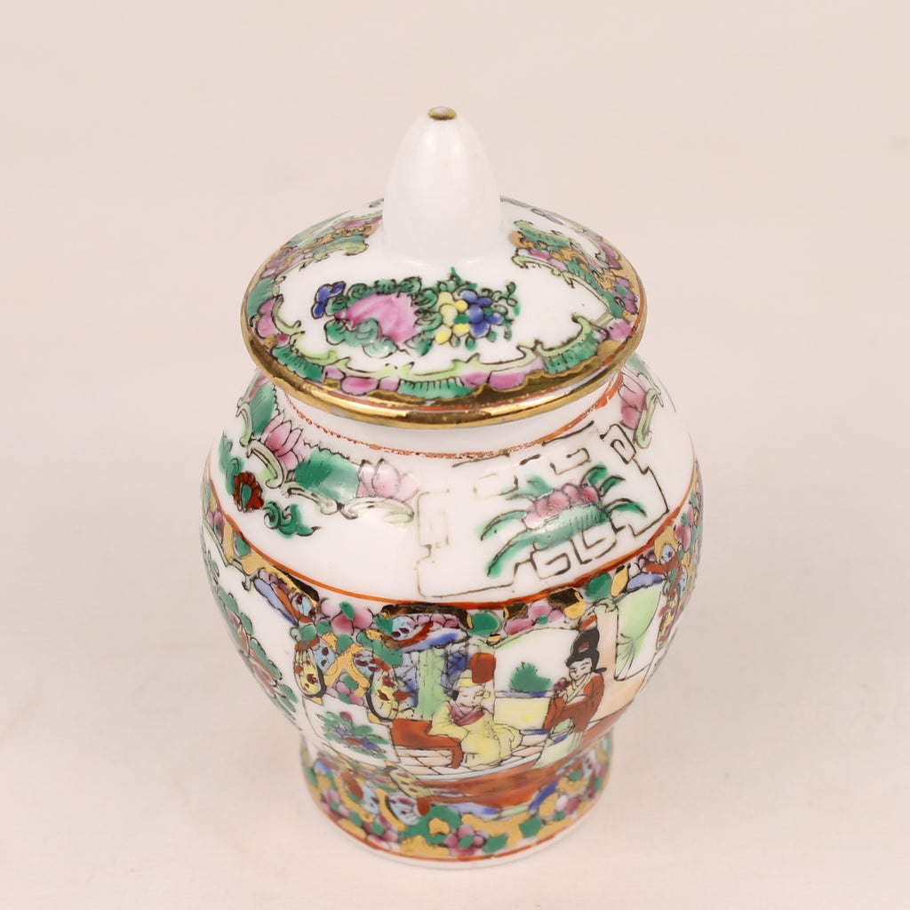 Chinesische Famille-Rose-Deckelvase | Rose-Medallion-Dekor | Vintage 1960-1980