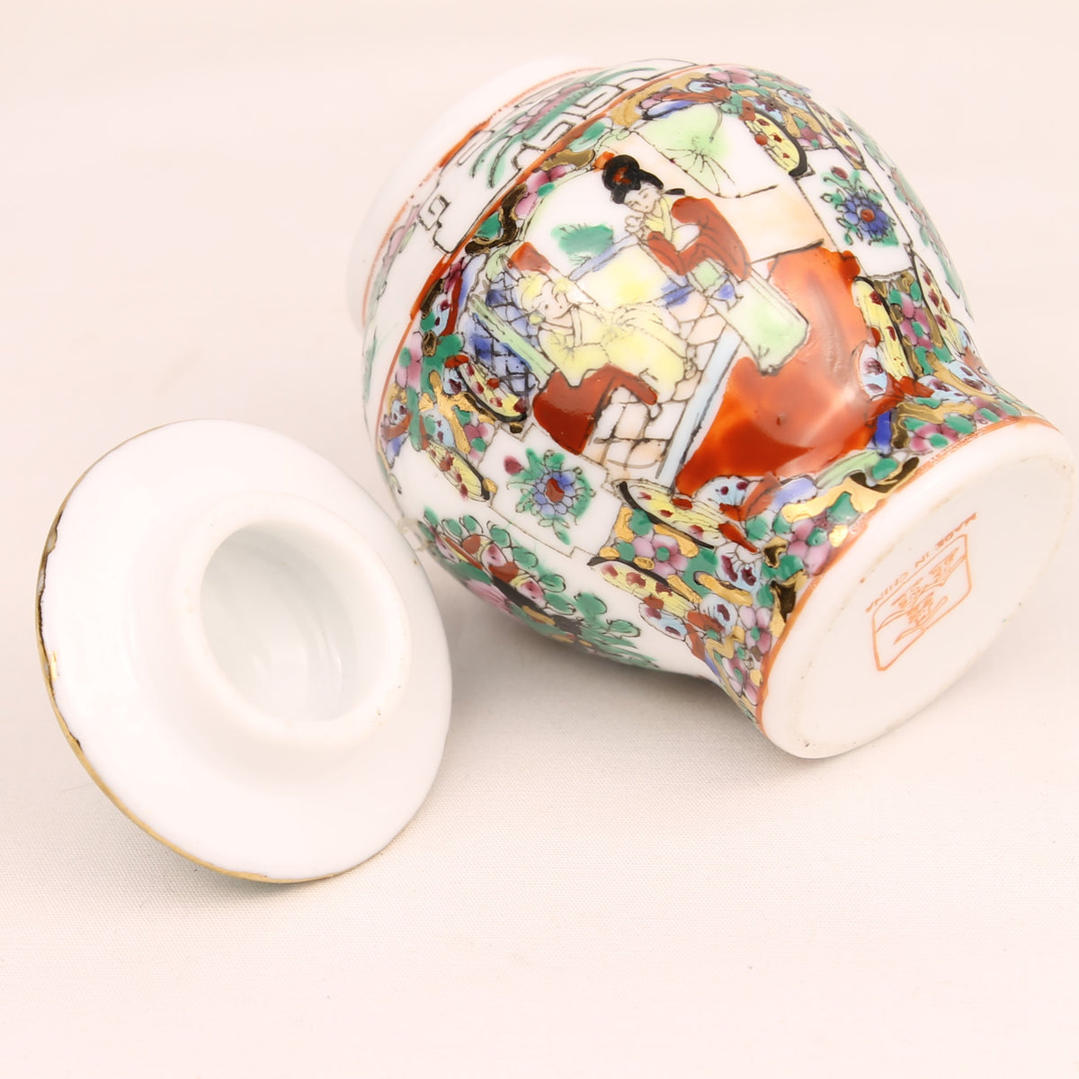 Chinesische Famille-Rose-Deckelvase | Rose-Medallion-Dekor | Vintage 1960-1980