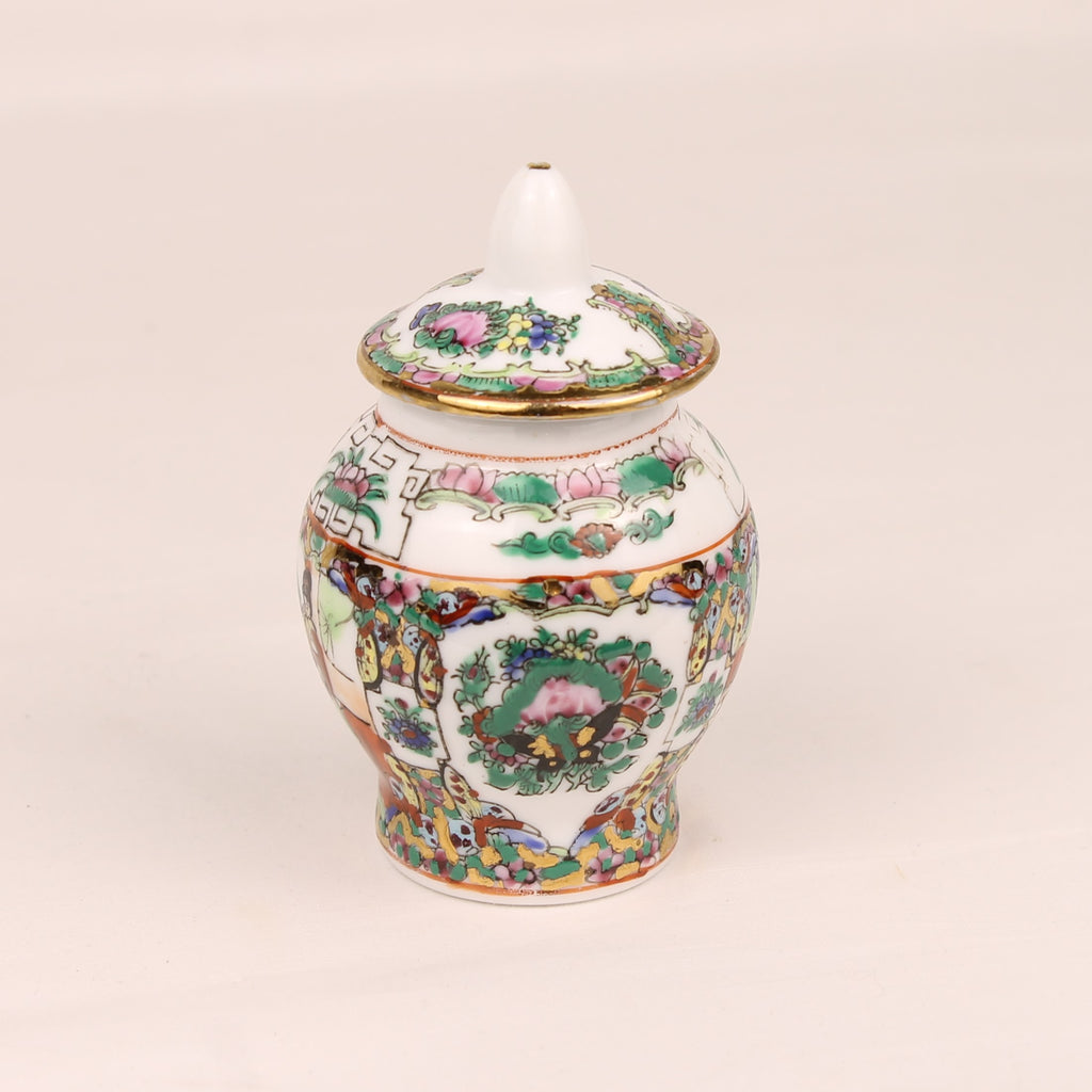 Chinesische Famille-Rose-Deckelvase | Rose-Medallion-Dekor | Vintage 1960-1980
