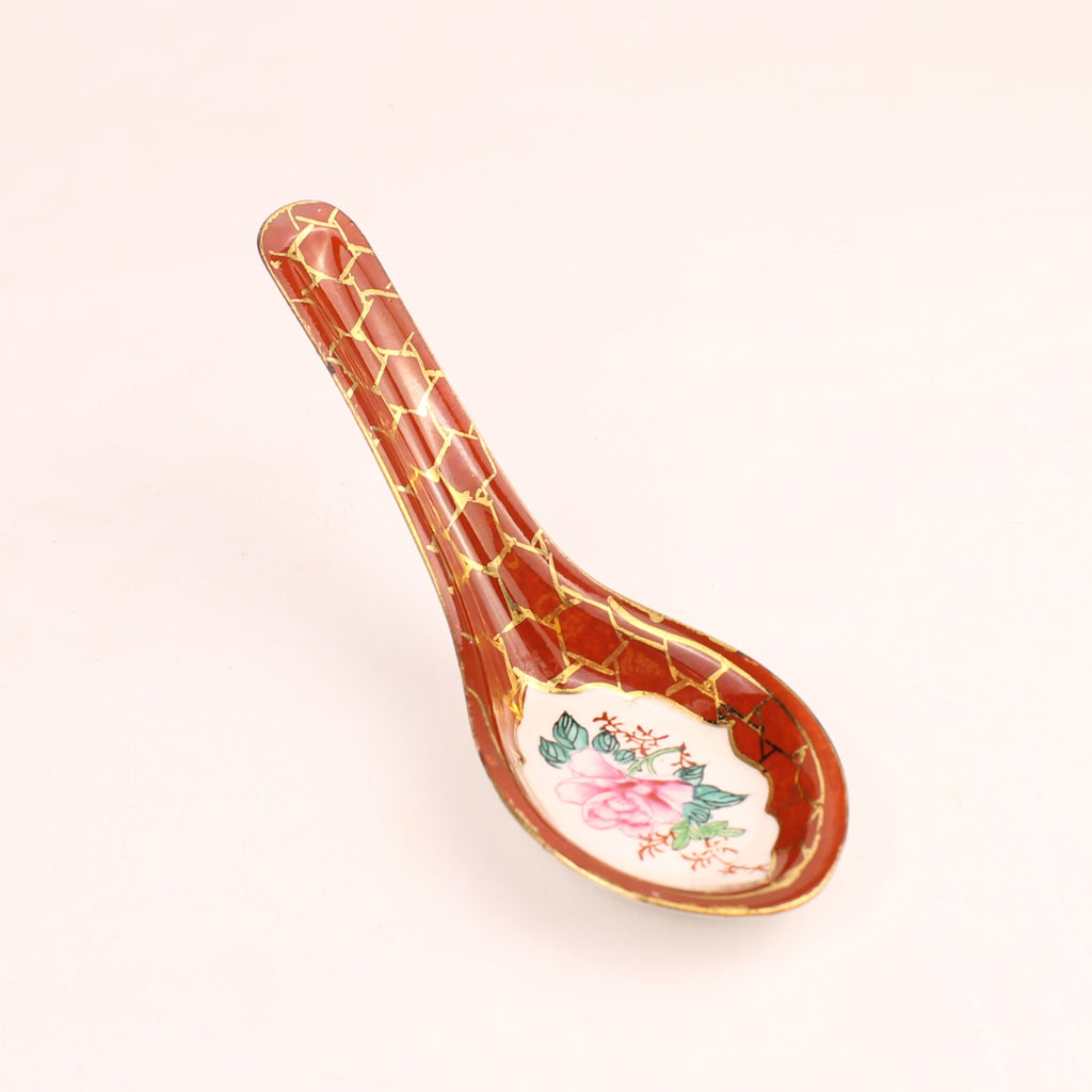 Chinese Porcelain Spoon | Famille Rose Floral Decor | Circa 1950-1980