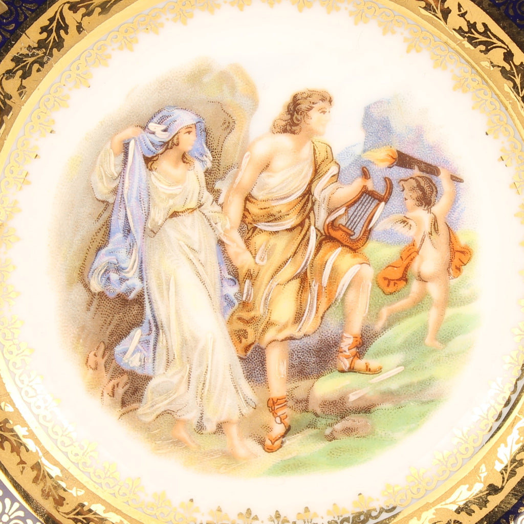Piattino decorativo francese Limoges - porcellana blu cobalto con scena classica